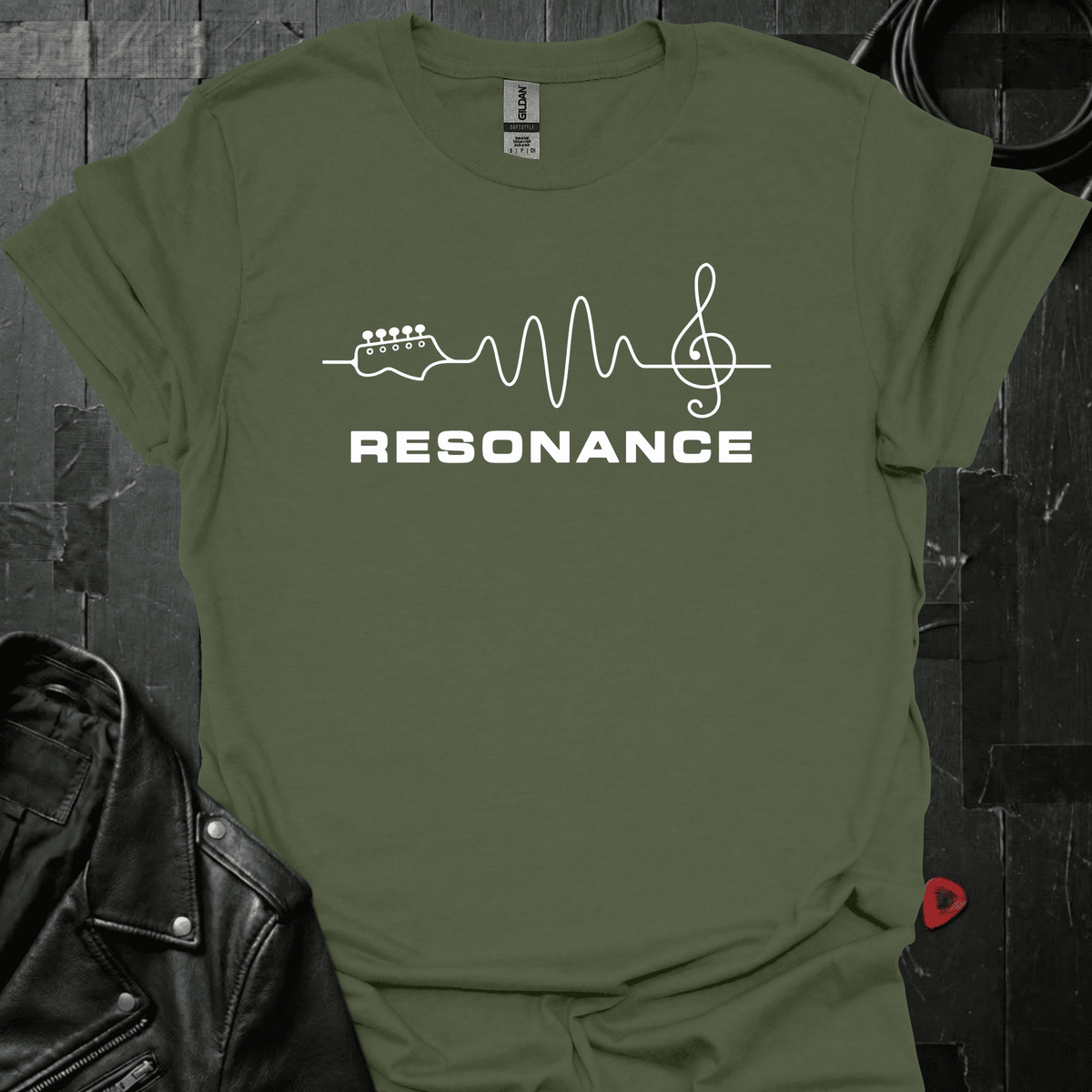 Resonance Guitar Waveform T-Shirt - Military Green - T-Shirt
