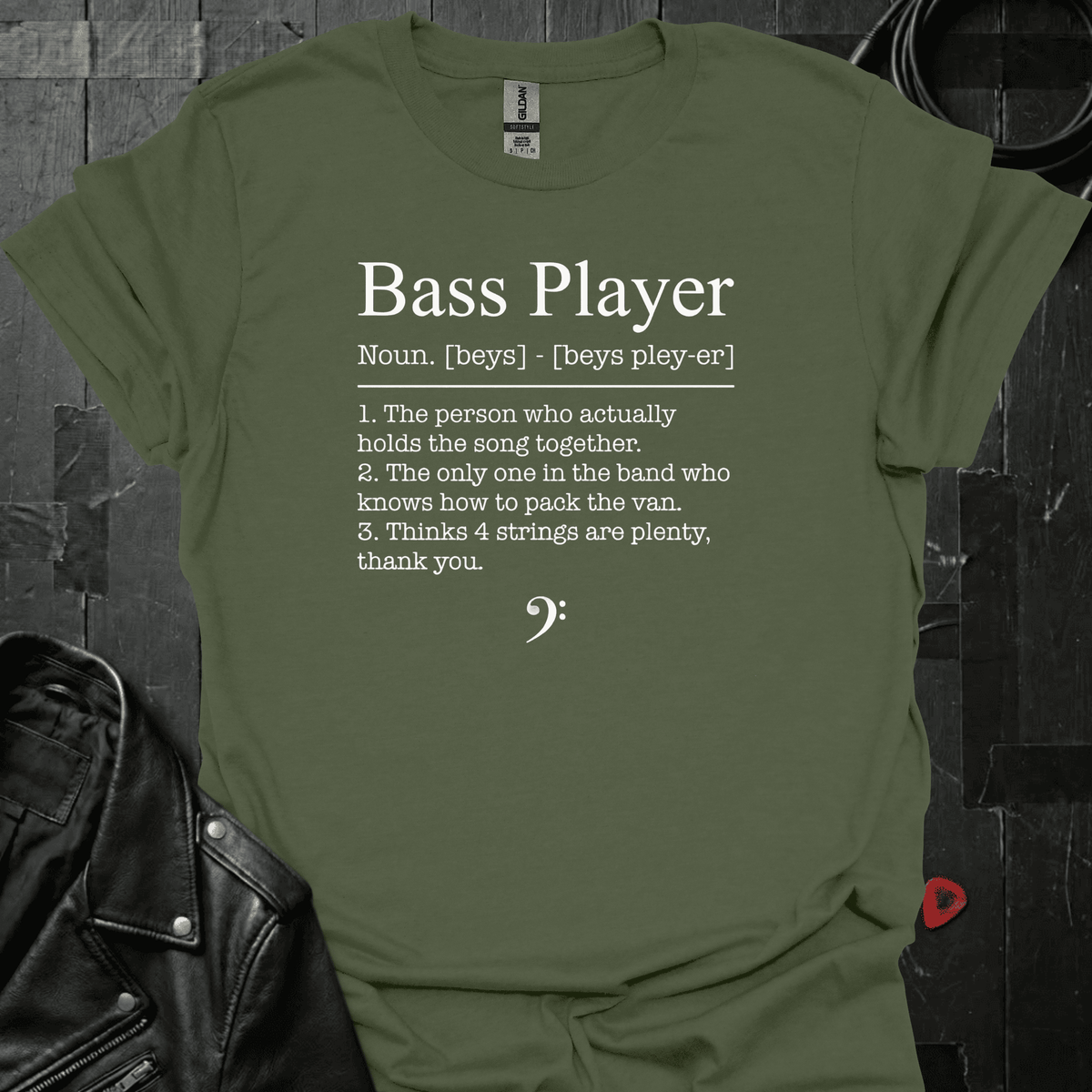 Bass Player Definition T-Shirt - Military Green - T-Shirt