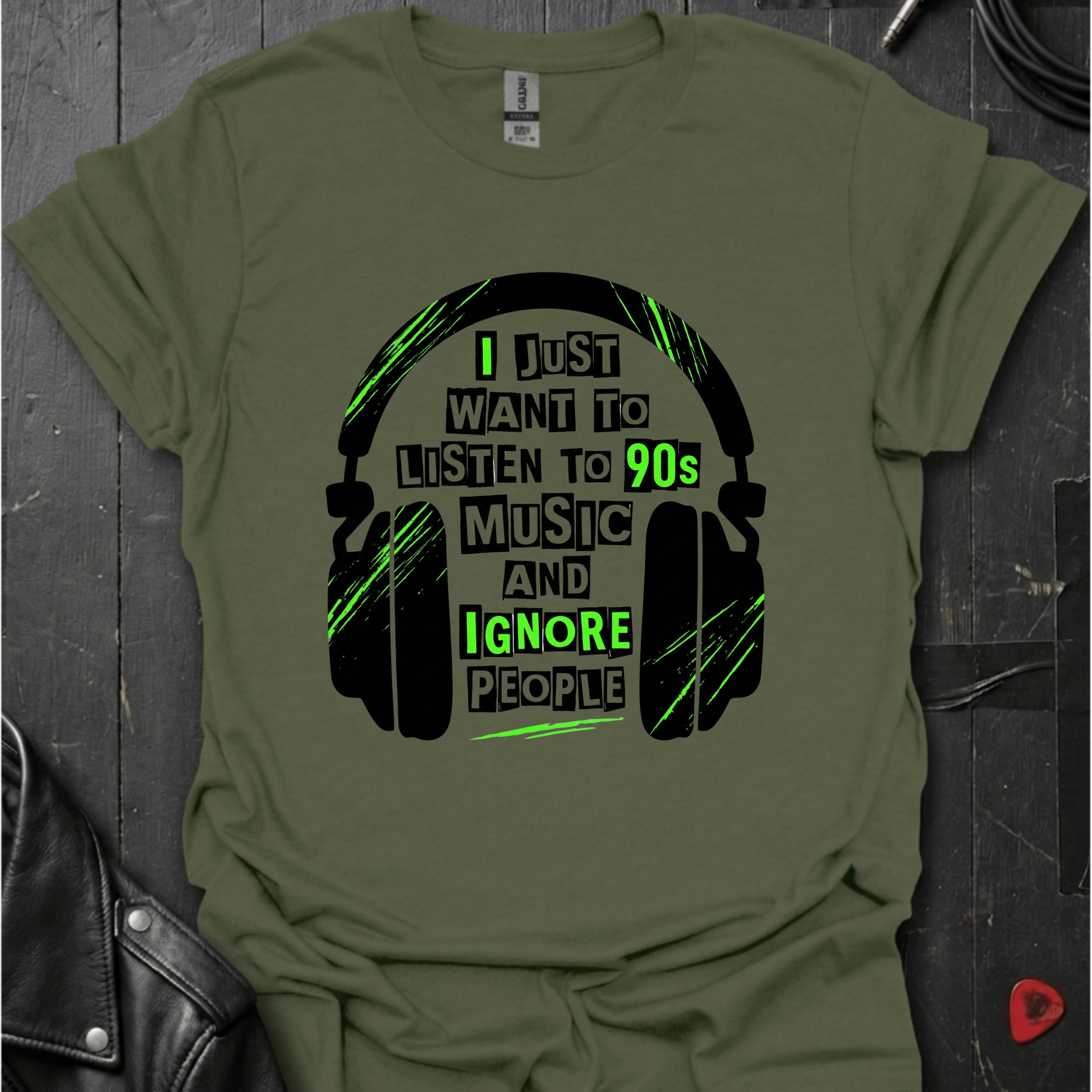 90s Music Only T-Shirt - Military Green - T-Shirt
