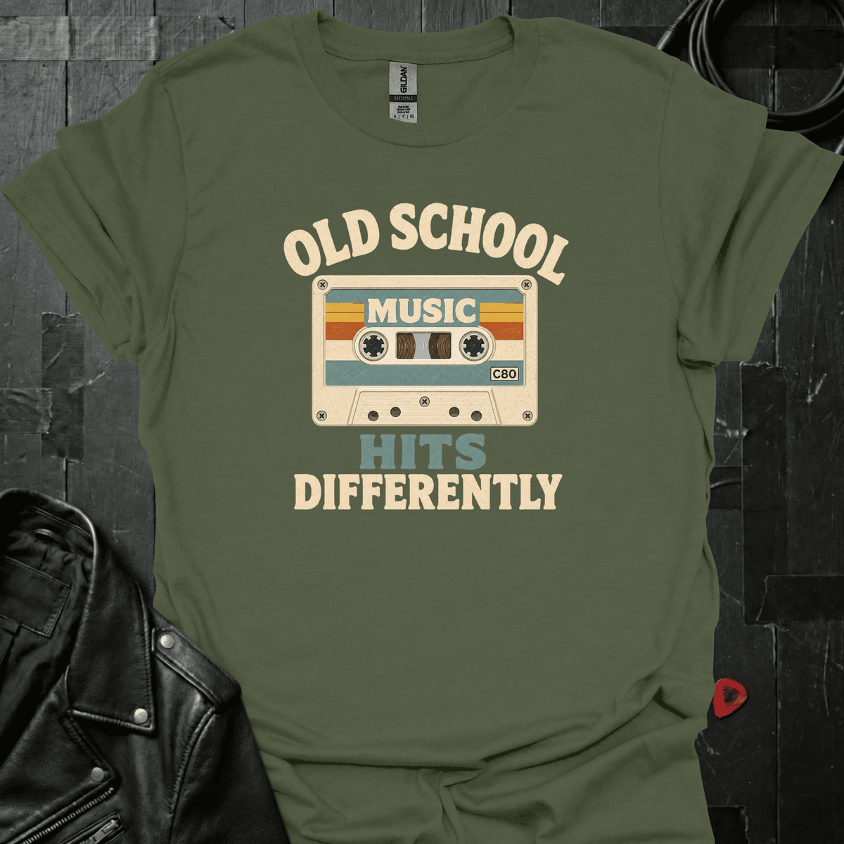 Old School Music T-Shirt - Military Green