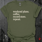 Weekend Plans T-Shirt | Vinyl Lover Coffee Tee - Military Green - T-Shirt
