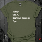 Sorting Records T-Shirt | Funny Vinyl Lover Tee - Military Green - T-Shirt