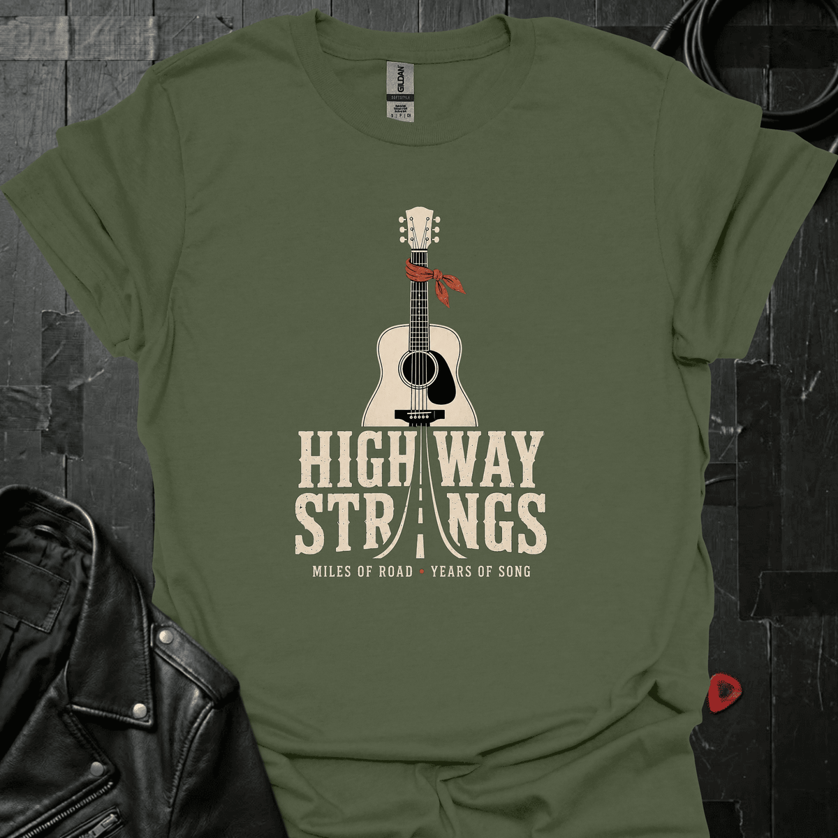 Highway Strings T-Shirt - Military Green - T-Shirt