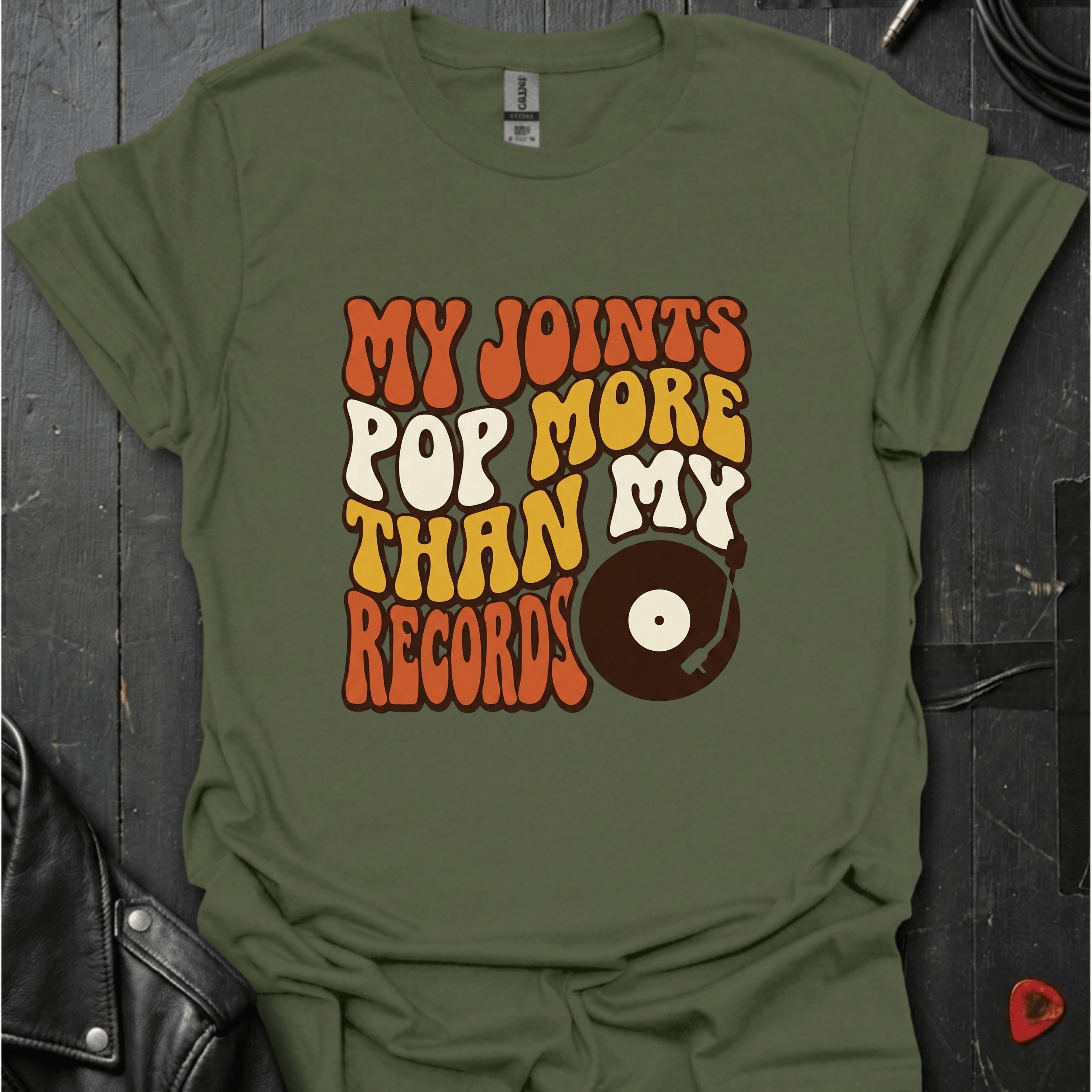 Aging Vinyl Lover T-Shirt - Military Green - T-Shirt
