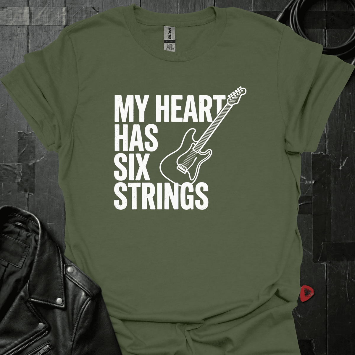 My Heart Has Six Strings T-Shirt - Military Green - T-Shirt