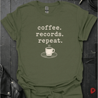 Coffee Records Repeat T-Shirt - Military Green - T-Shirt