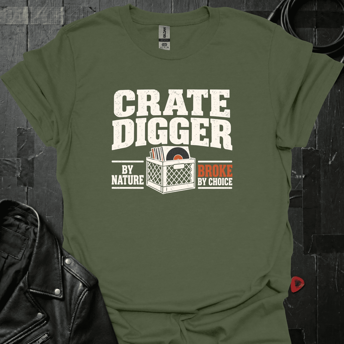 Crate Digger T-Shirt - Military Green - T-Shirt