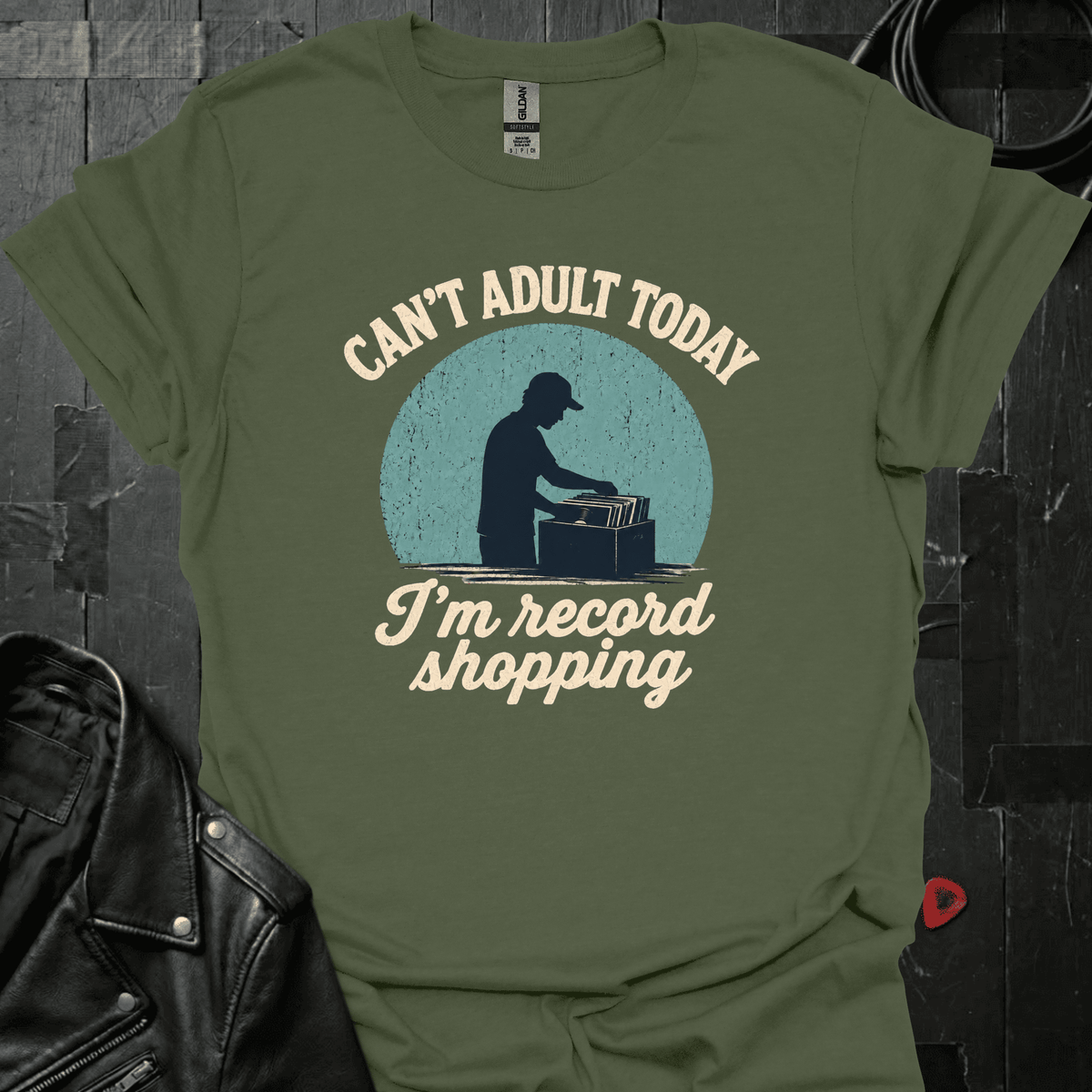 Record Shopping T-Shirt - Military Green - T-Shirt