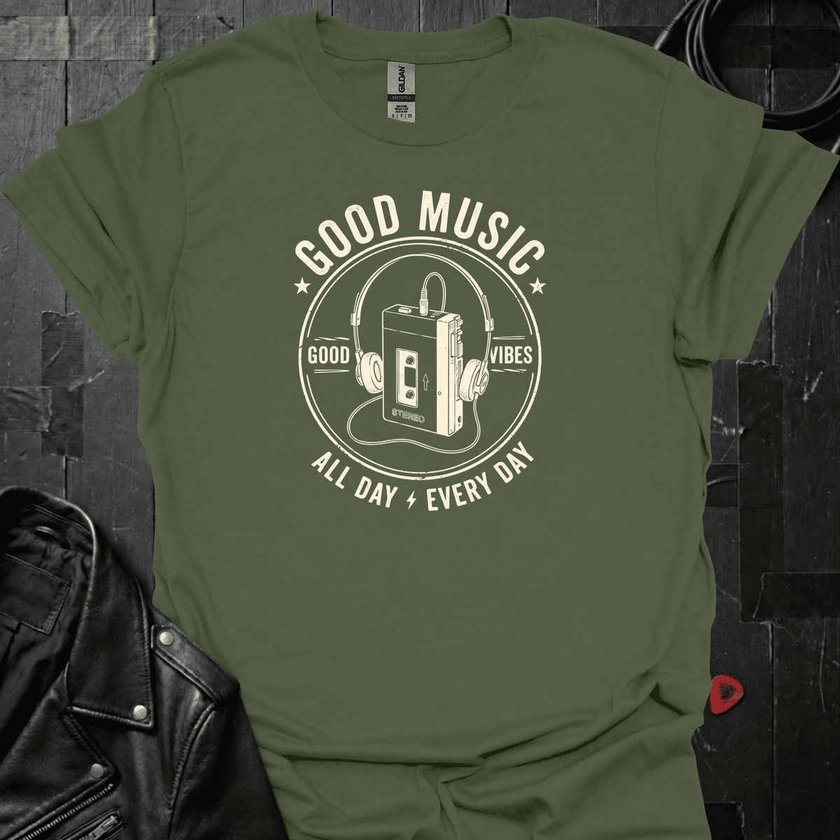 Good Music All Day T-Shirt - Military Green - T-Shirt