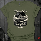 Vinyl And V8s T-Shirt | Classic Car And Vinyl Music Tee - Military Green - T-Shirt