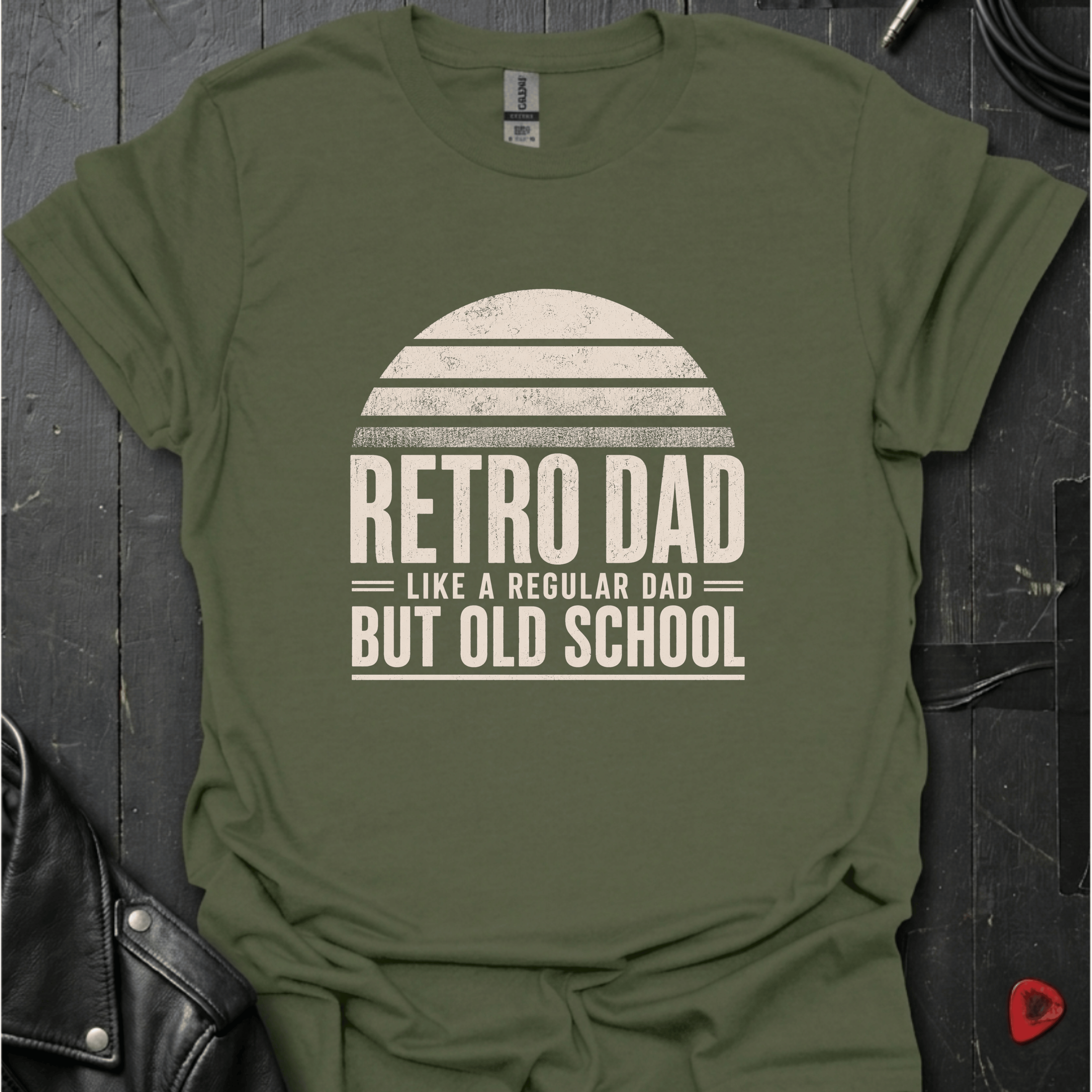 Retro Dad T-Shirt | Old School Dad Music Tee - Military Green - T-Shirt