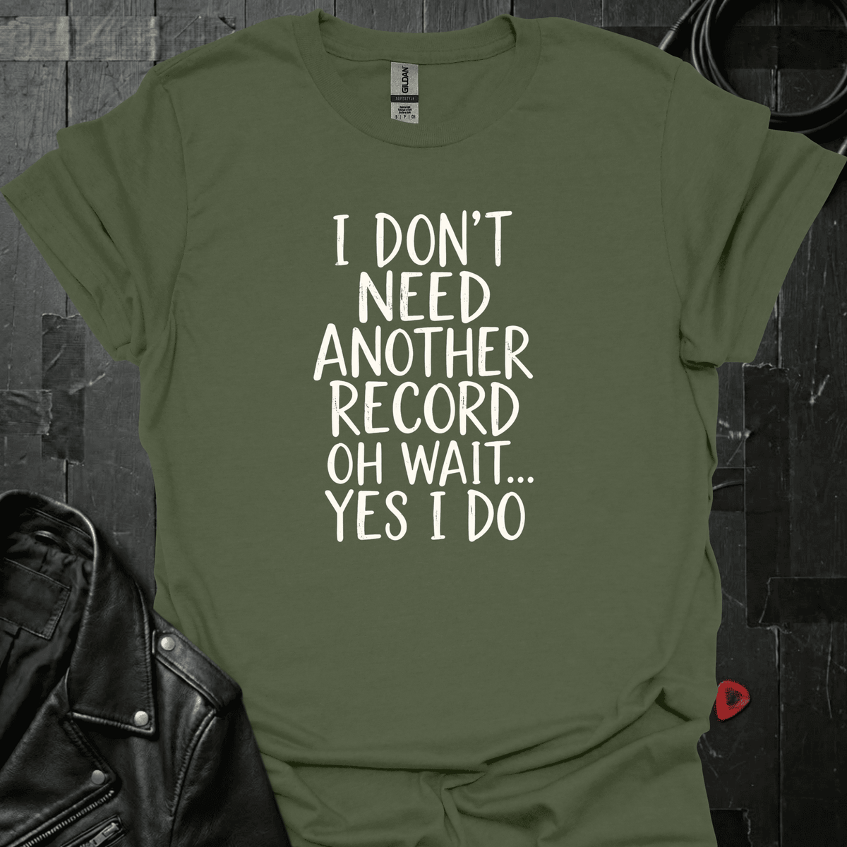 Need Another Record T-Shirt - Military Green - T-Shirt