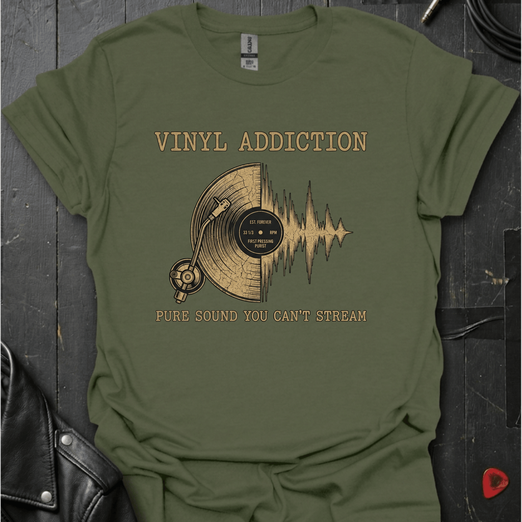 Vinyl Addiction T-Shirt - Military Green - T-Shirt