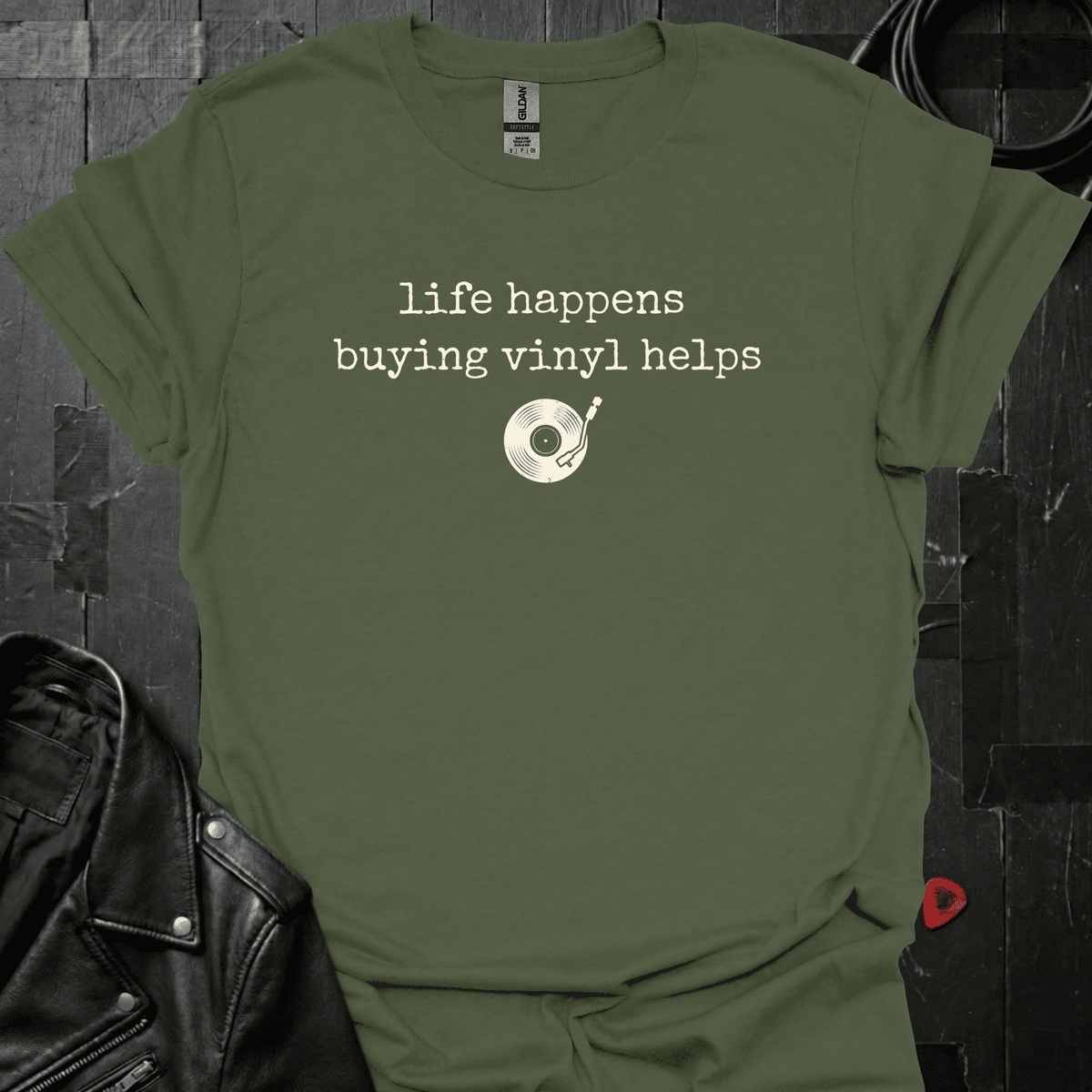 Life Happens T-Shirt GeloGroove Military Green