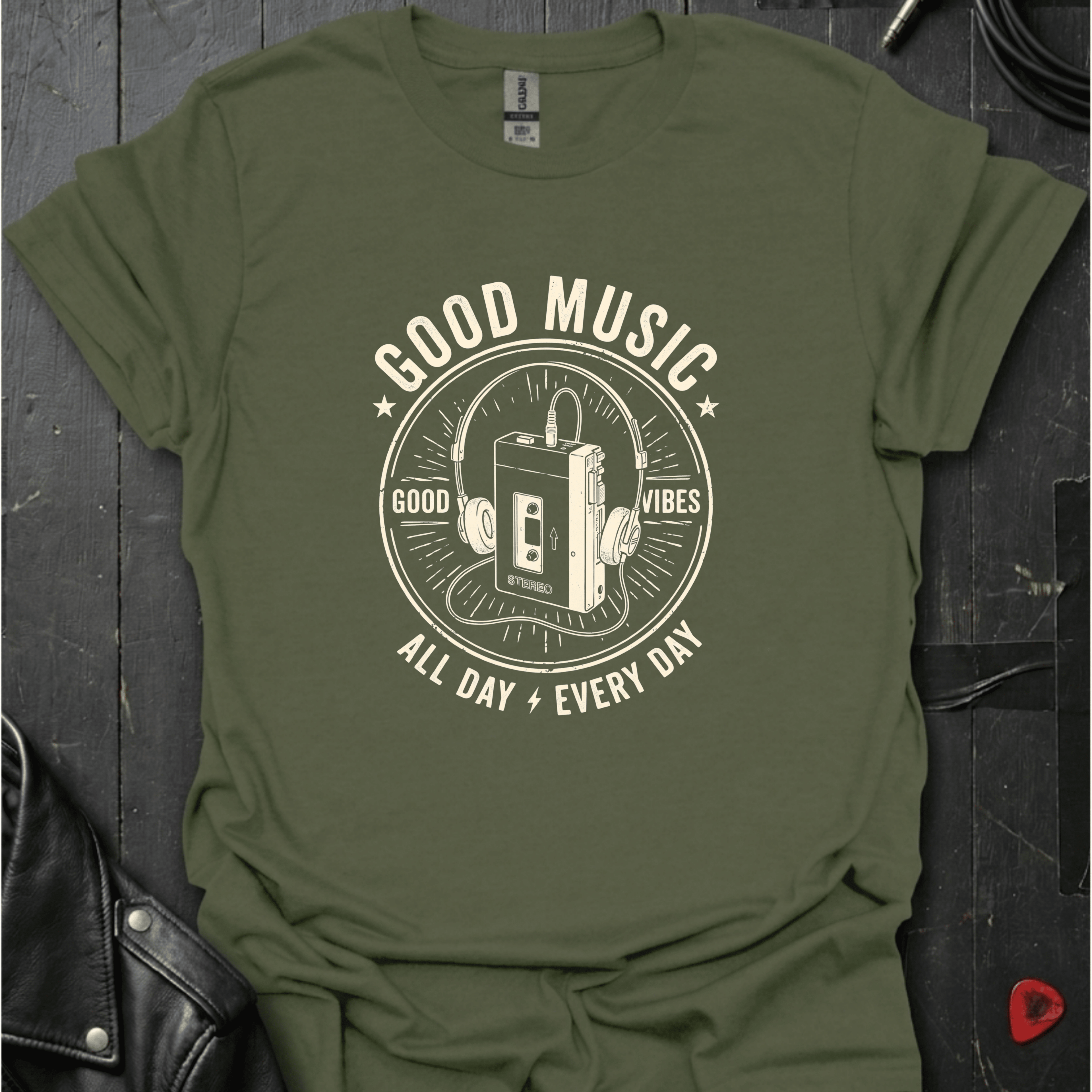 Good Music All Day T-Shirt - Military Green - T-Shirt
