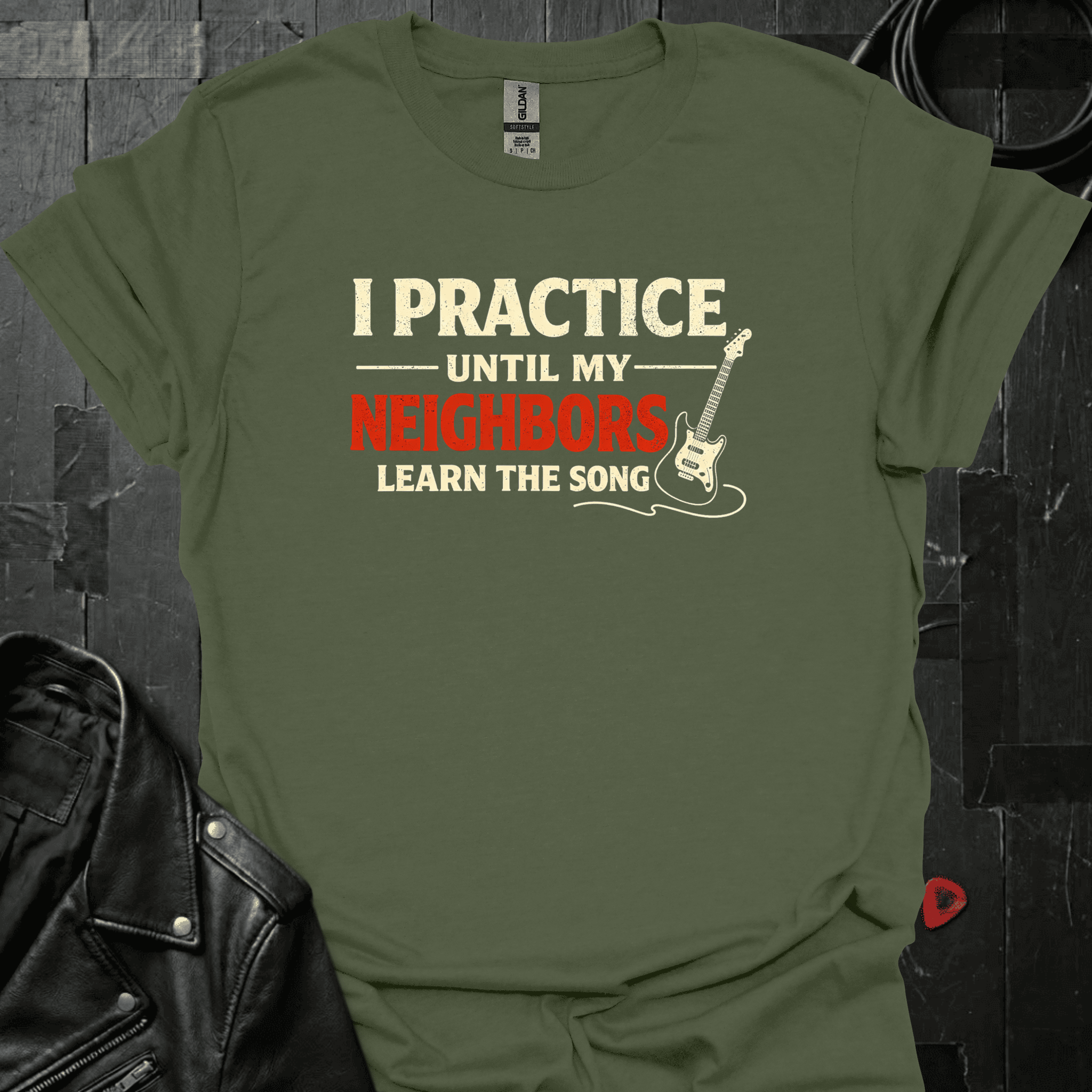 I Practice Guitar Until T-Shirt - Military Green - T-Shirt