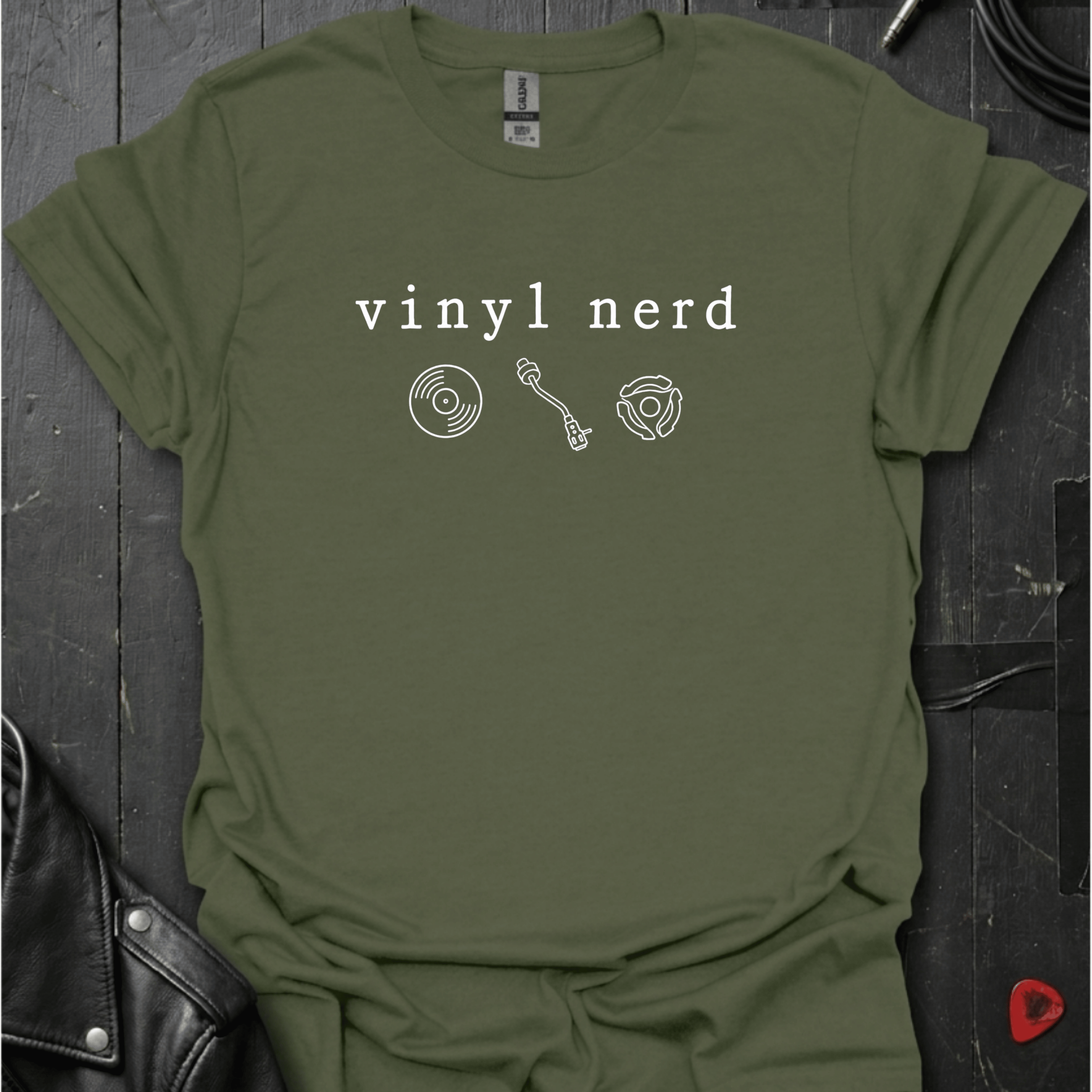 Vinyl Nerd T-Shirt - Military Green - T-Shirt
