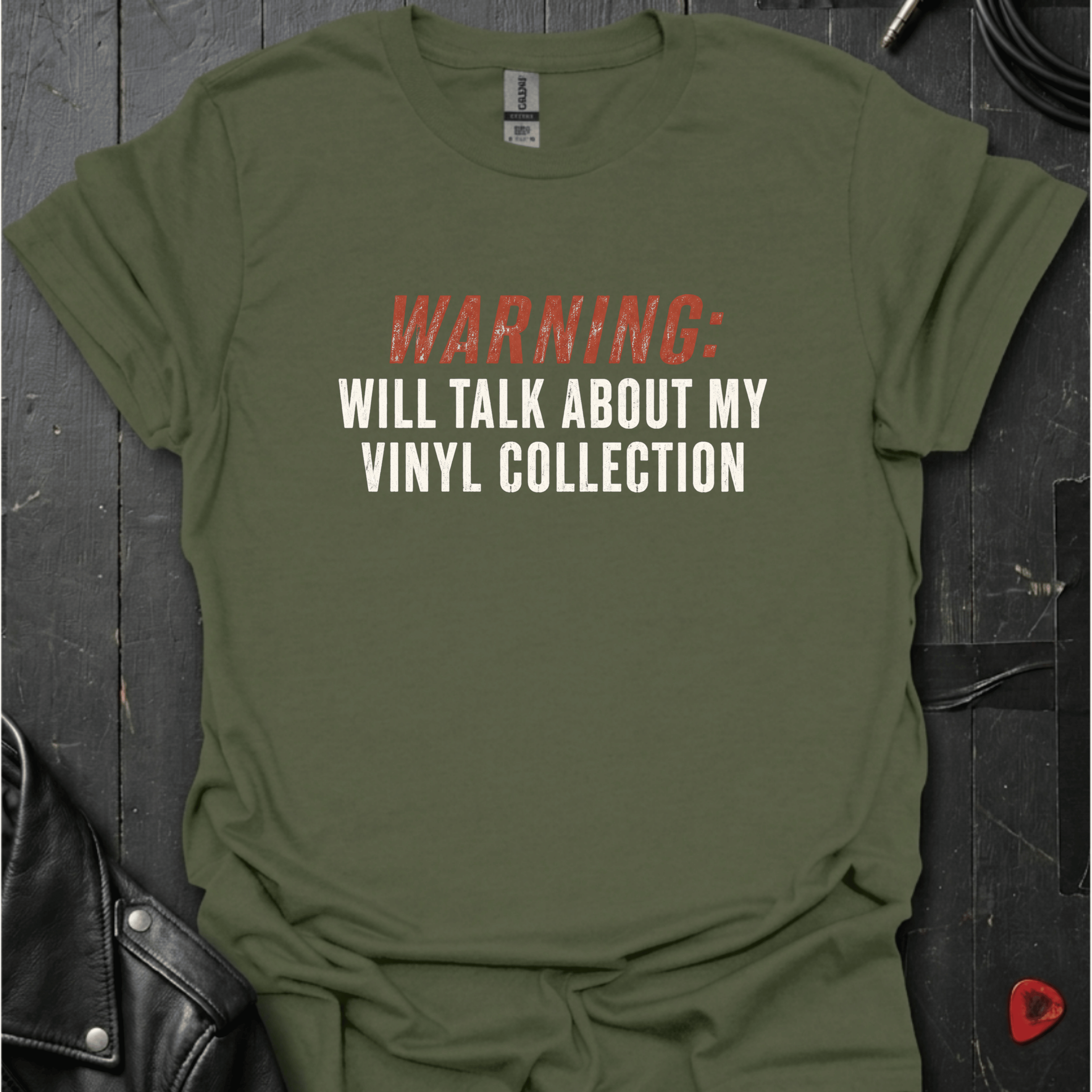 Vinyl Talk Warning T-Shirt - Military Green - T-Shirt