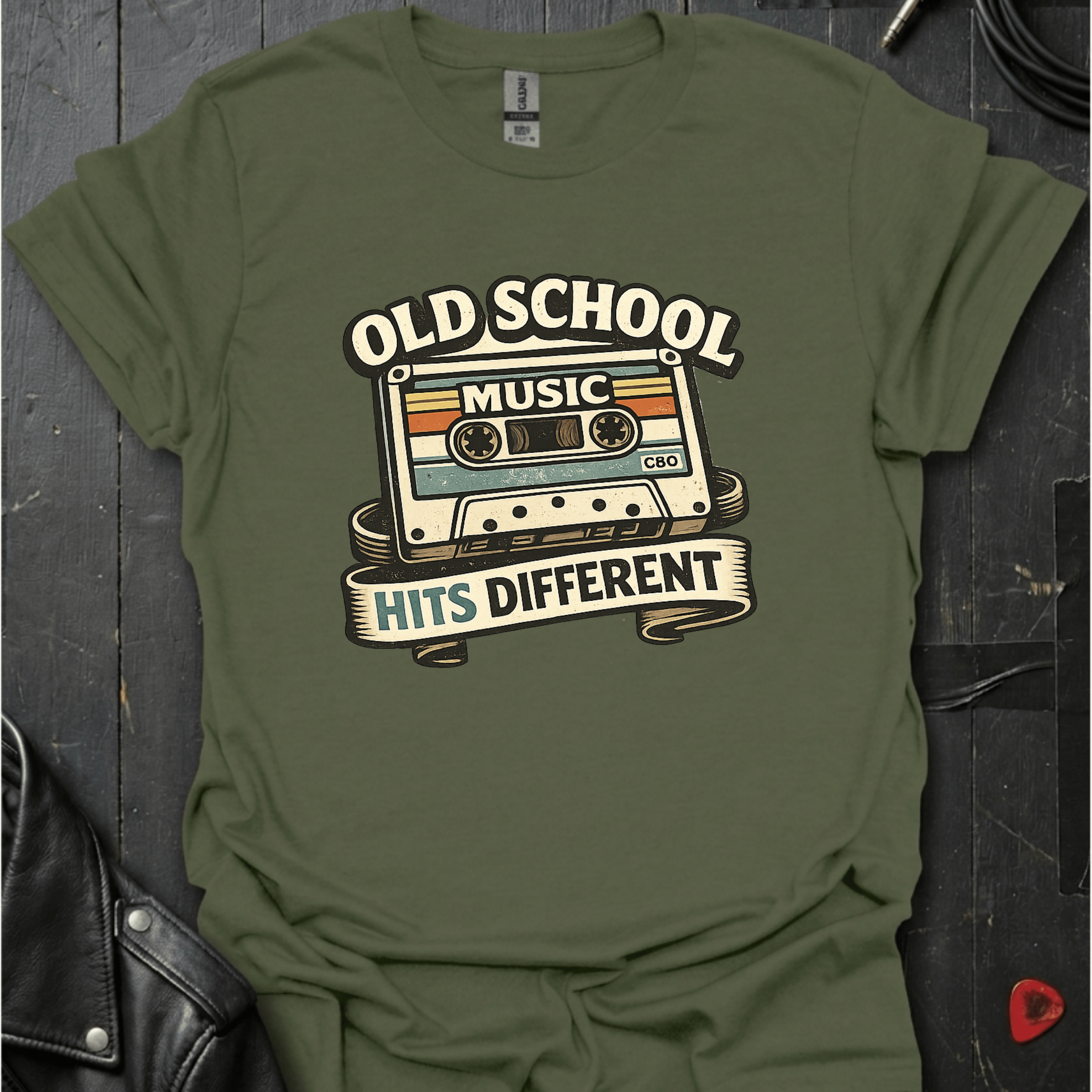 Old School Music T-Shirt - Military Green - T-Shirt