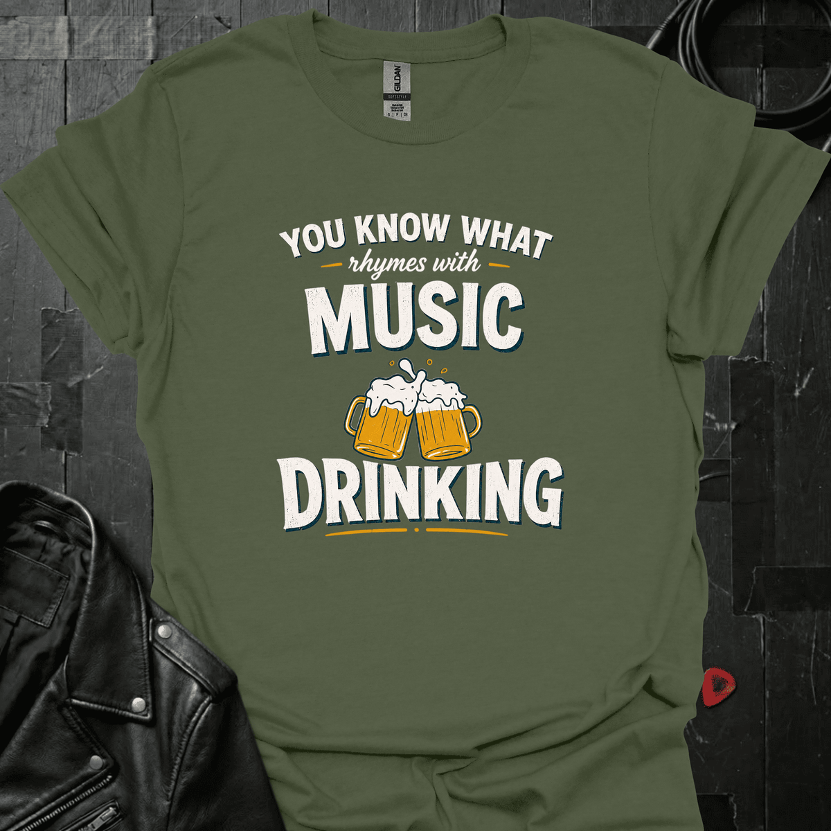 Rhymes With Music T-Shirt - Military Green - T-Shirt
