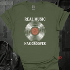 Real Music Has Grooves T-Shirt - Military Green - T-Shirt
