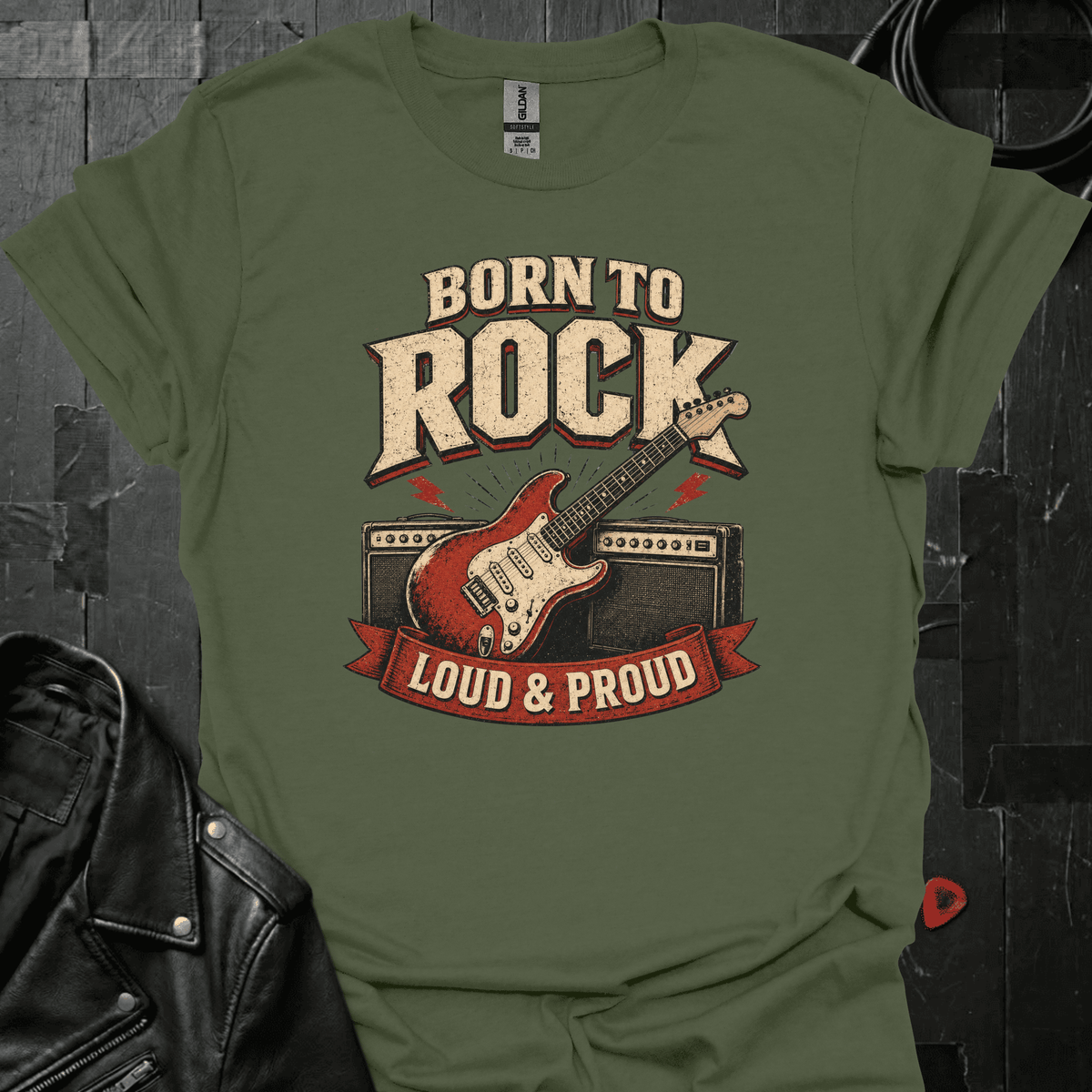 Born To Rock - Military Green - T-Shirt