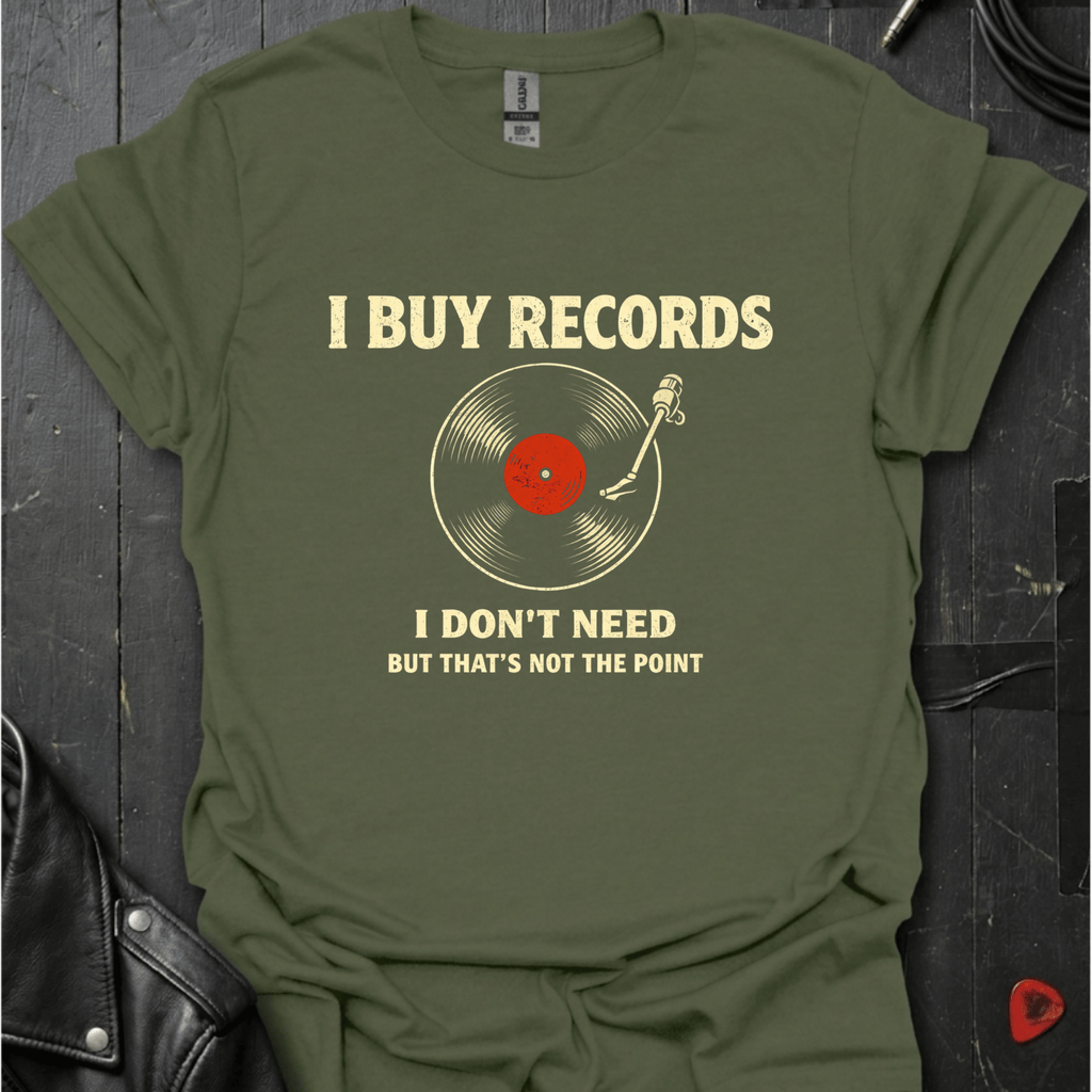 I Buy Records T-Shirt - Military Green - T-Shirt