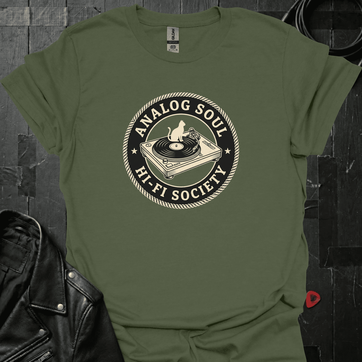 Groove Cat T-Shirt - Military Green - T-Shirt