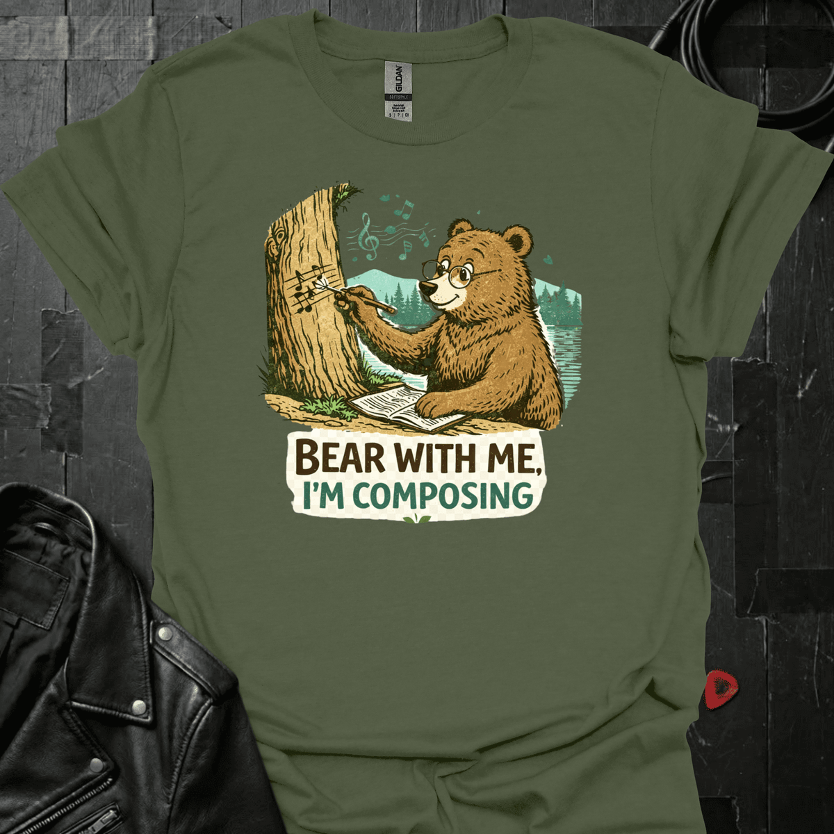 Bear With Me T-Shirt - Military Green - T-Shirt