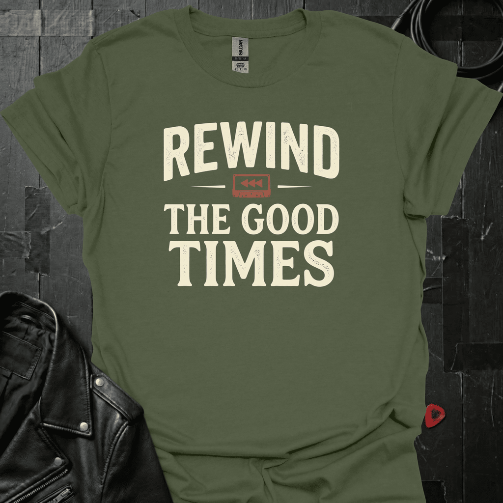 Rewind The Good Times T-Shirt - Military Green - T-Shirt