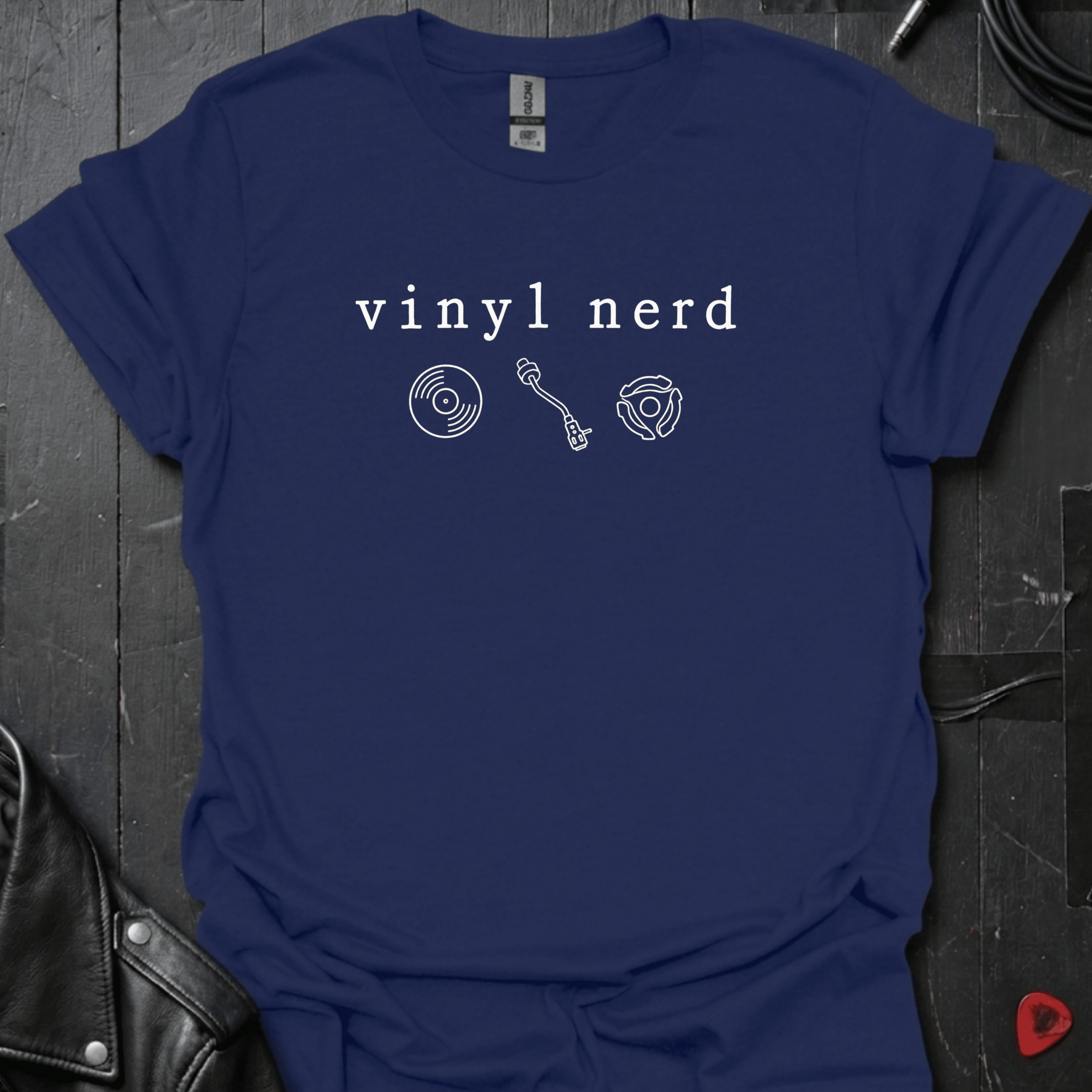 Vinyl Nerd T-Shirt - Navy - T-Shirt