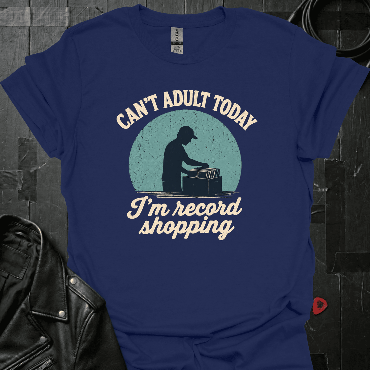 Record Shopping T-Shirt - Navy - T-Shirt