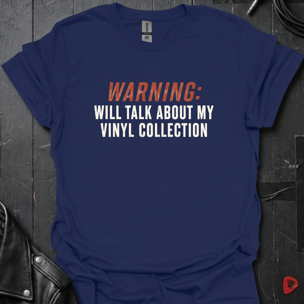 Vinyl Talk Warning T-Shirt - Navy - T-Shirt