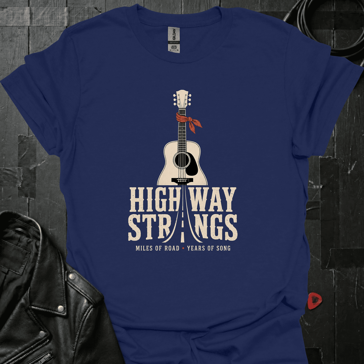 Highway Strings T-Shirt - Navy - T-Shirt