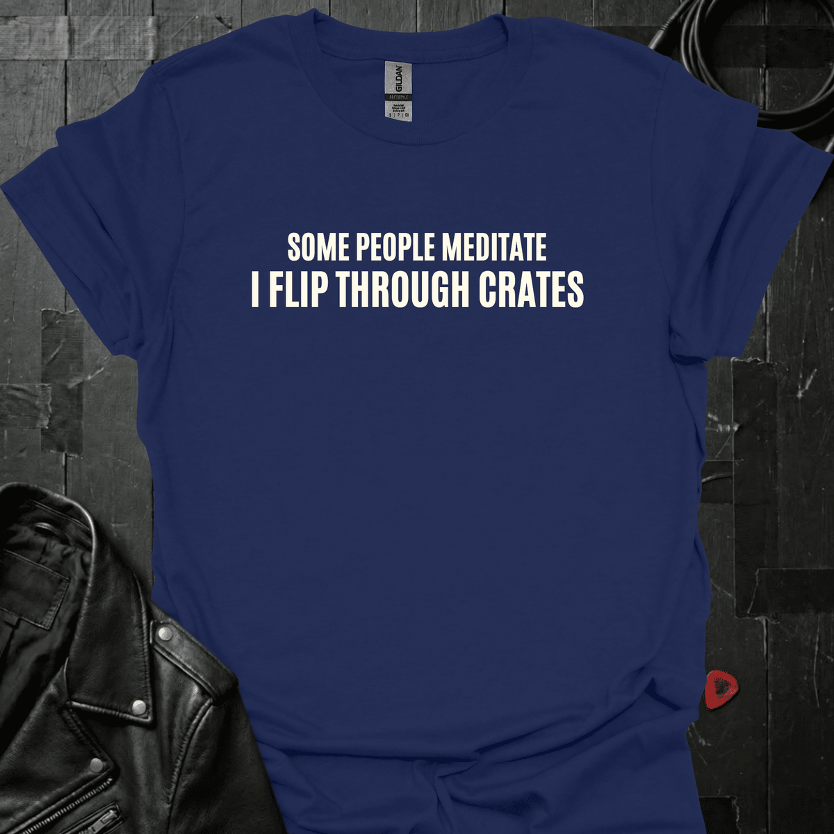 I Flip Through Crates T-Shirt - Navy - T-Shirt