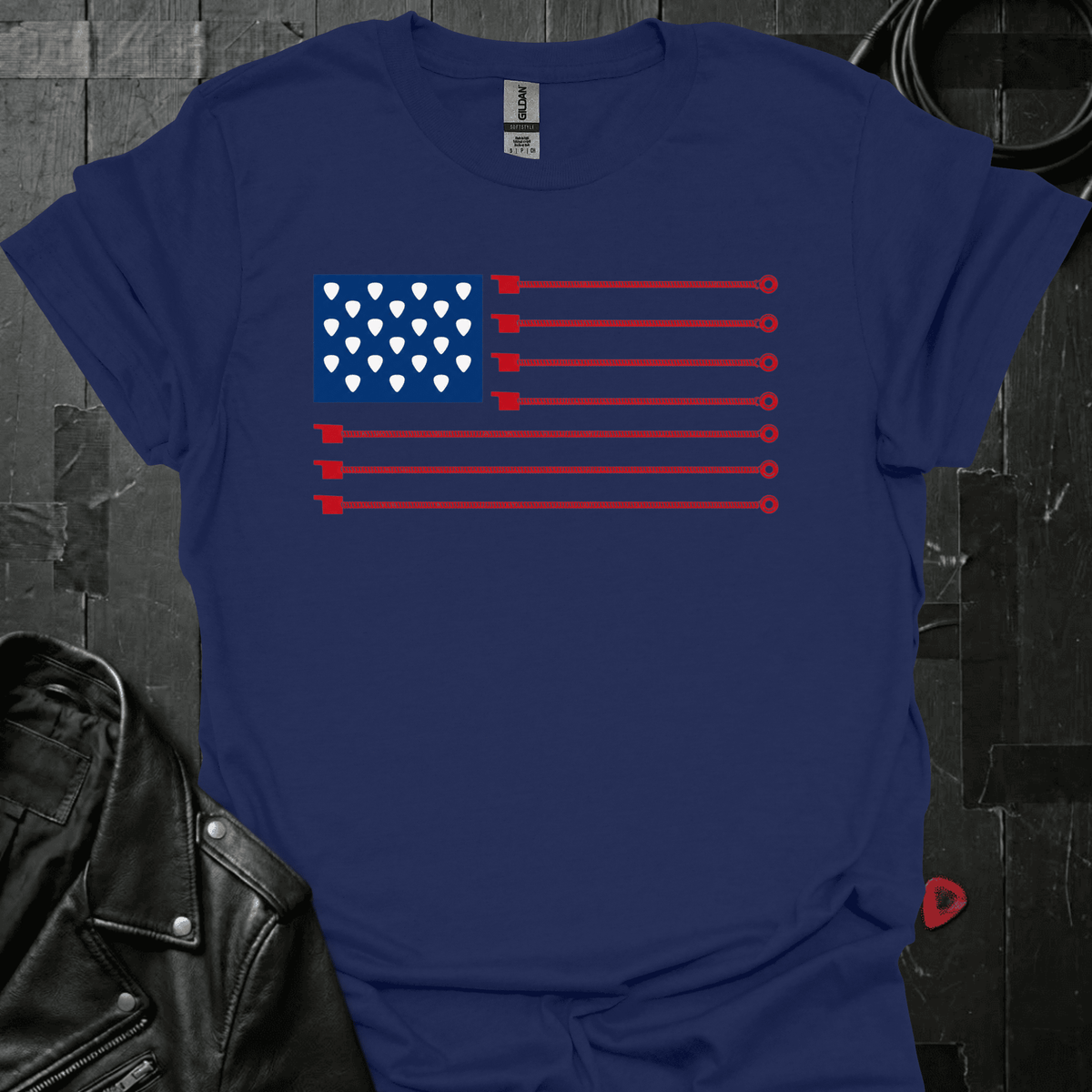 American Guitar Flag T-Shirt - Navy - T-Shirt