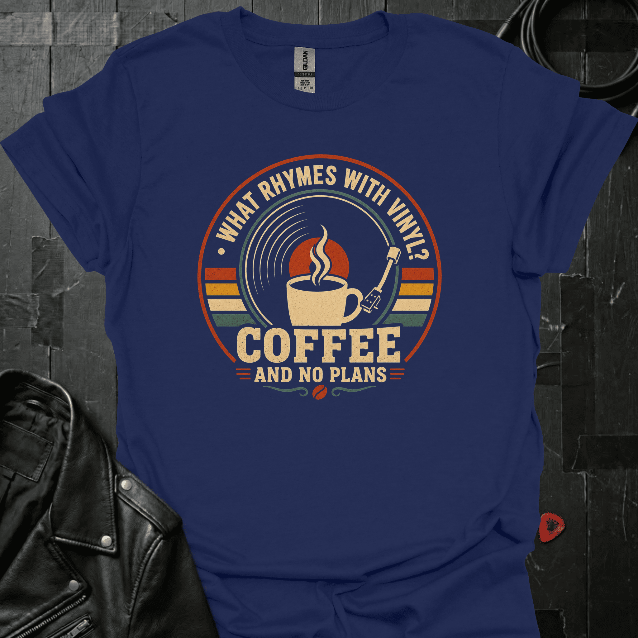 Coffee Rhymes With Vinyl T-Shirt - Navy - T-Shirt