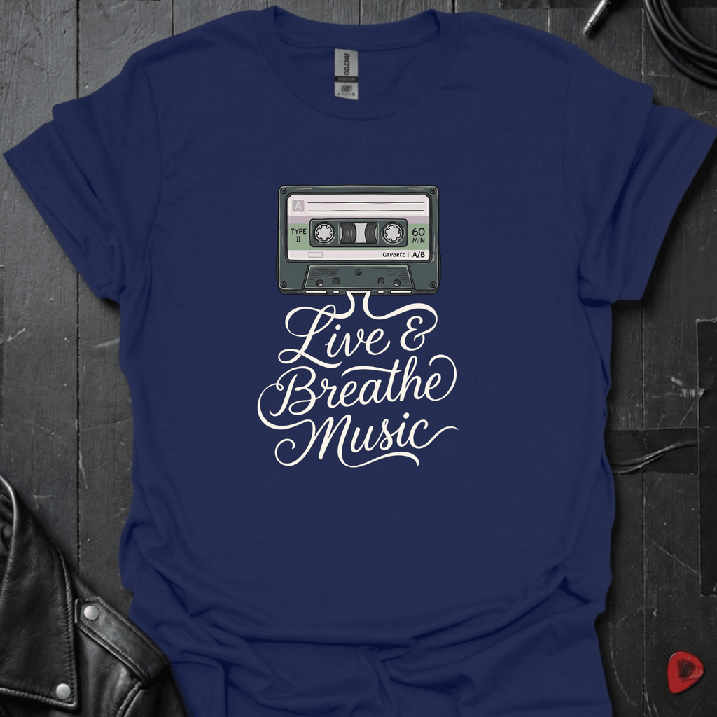 Live & Breath Music T-Shirt - Navy - T-Shirt