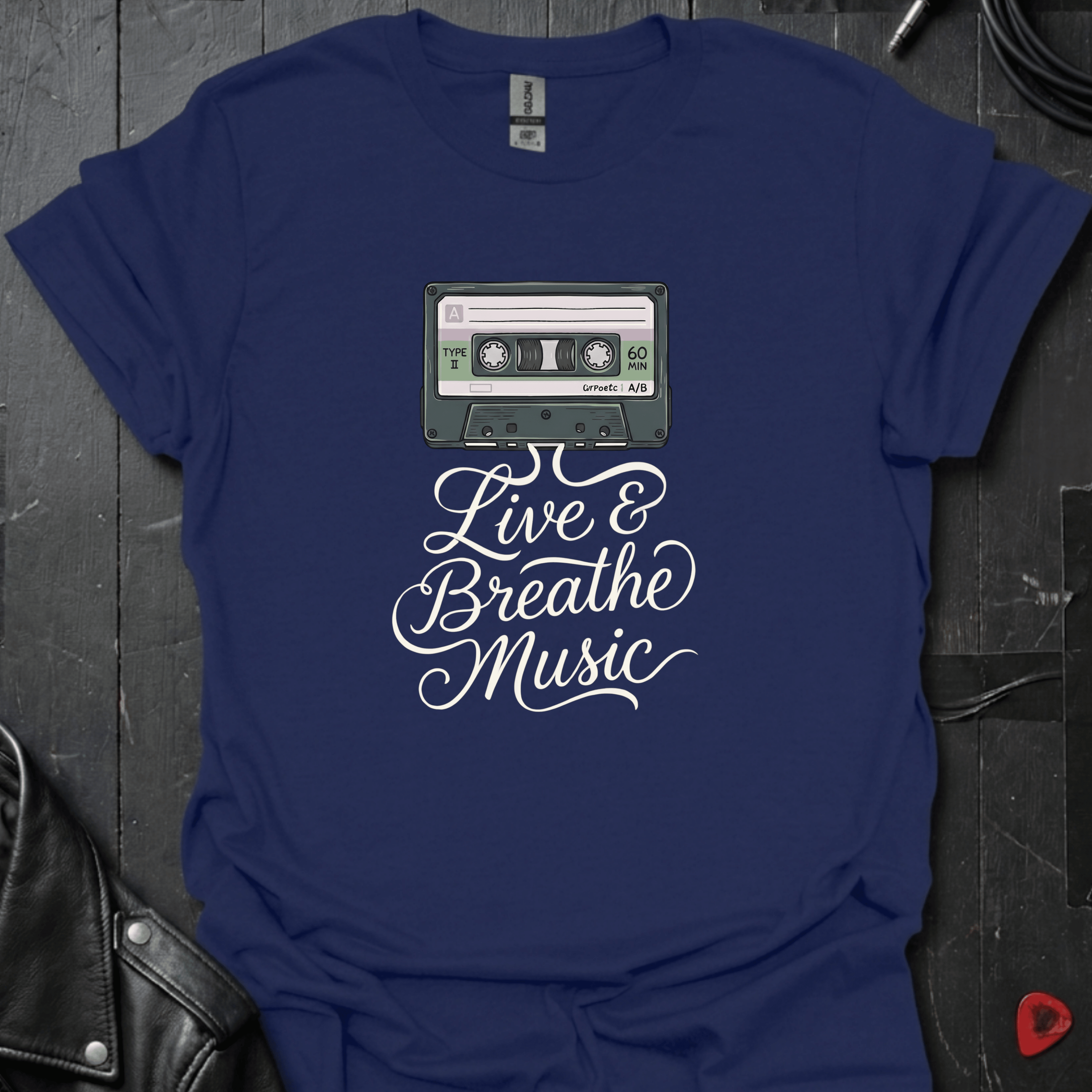Live & Breath Music T-Shirt - Navy - T-Shirt