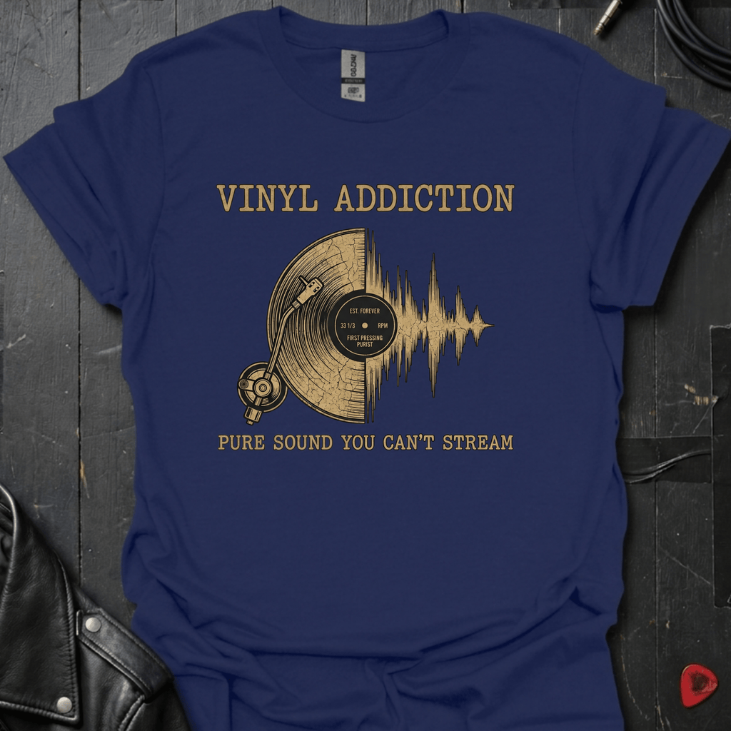 Vinyl Addiction T-Shirt - Navy - T-Shirt