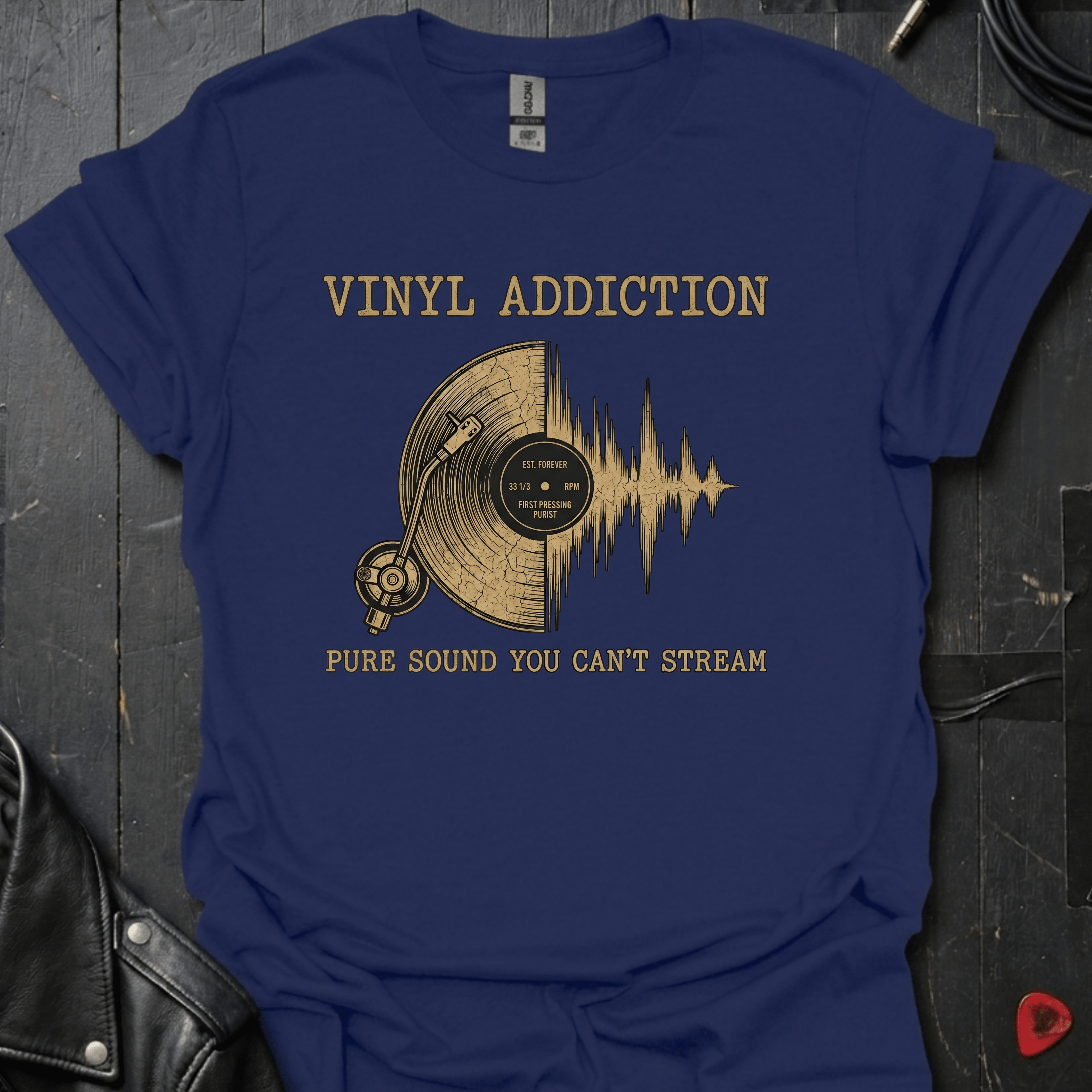 Vinyl Addiction T-Shirt - Navy - T-Shirt