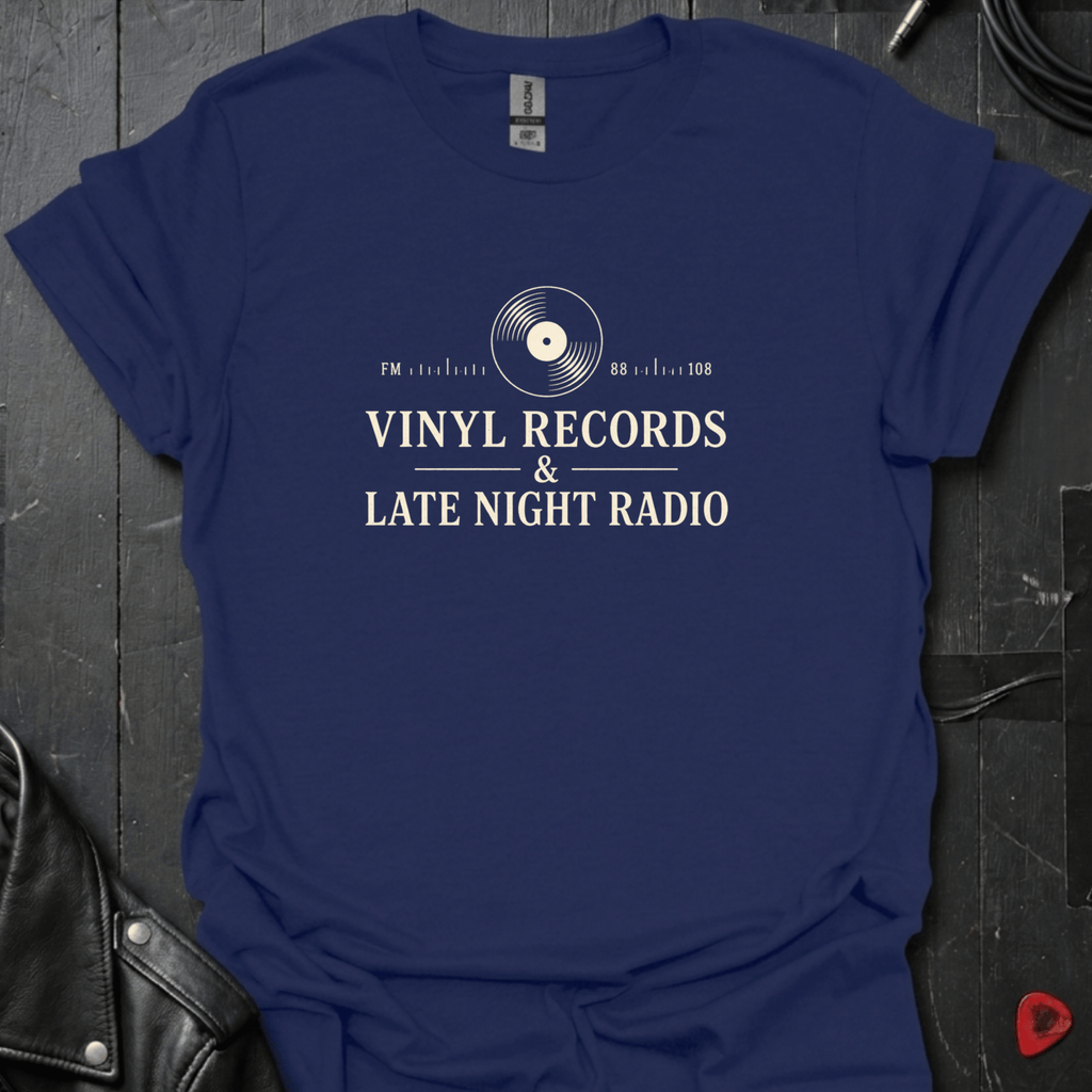 Records & FM Radio T-Shirt - Navy - T-Shirt