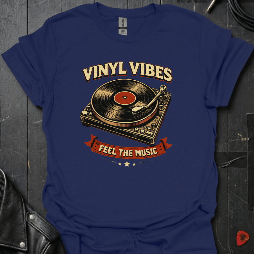 Vinyl Vibes T-Shirt - Navy - T-Shirt