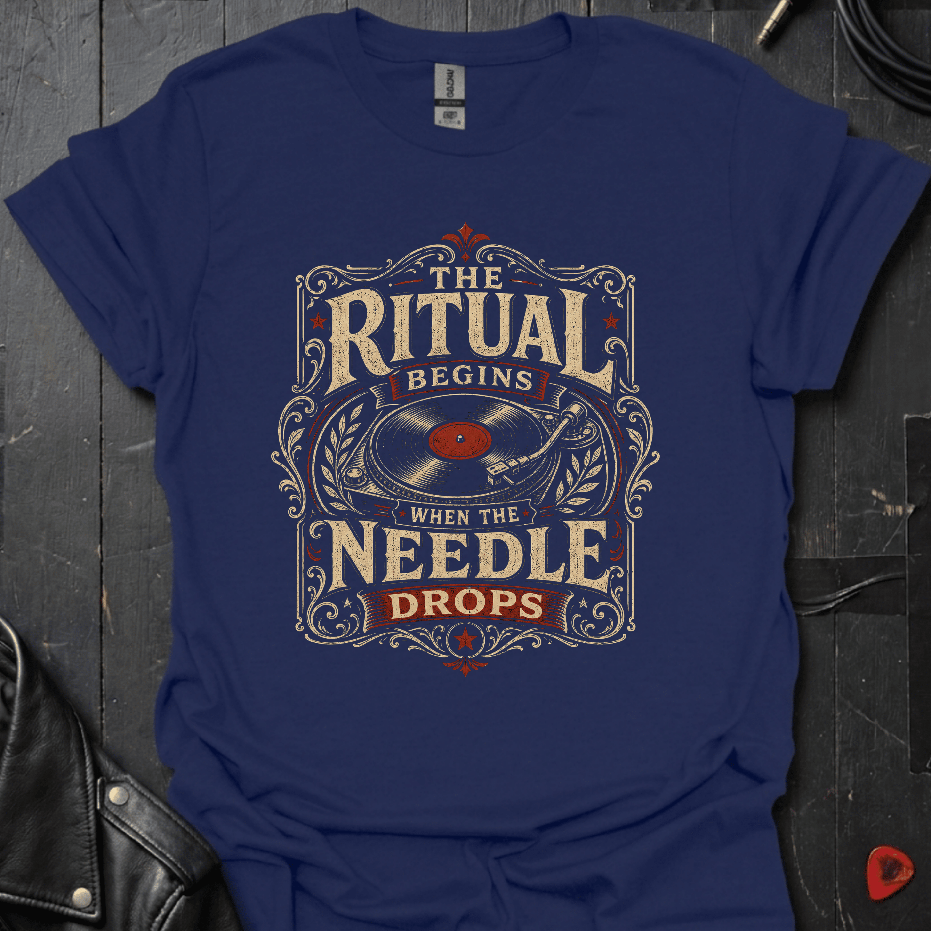 The Vinyl Ritual T-Shirt - Navy - T-Shirt