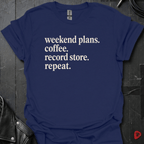 Weekend Plans T-Shirt | Vinyl Lover Coffee Tee - Navy - T-Shirt