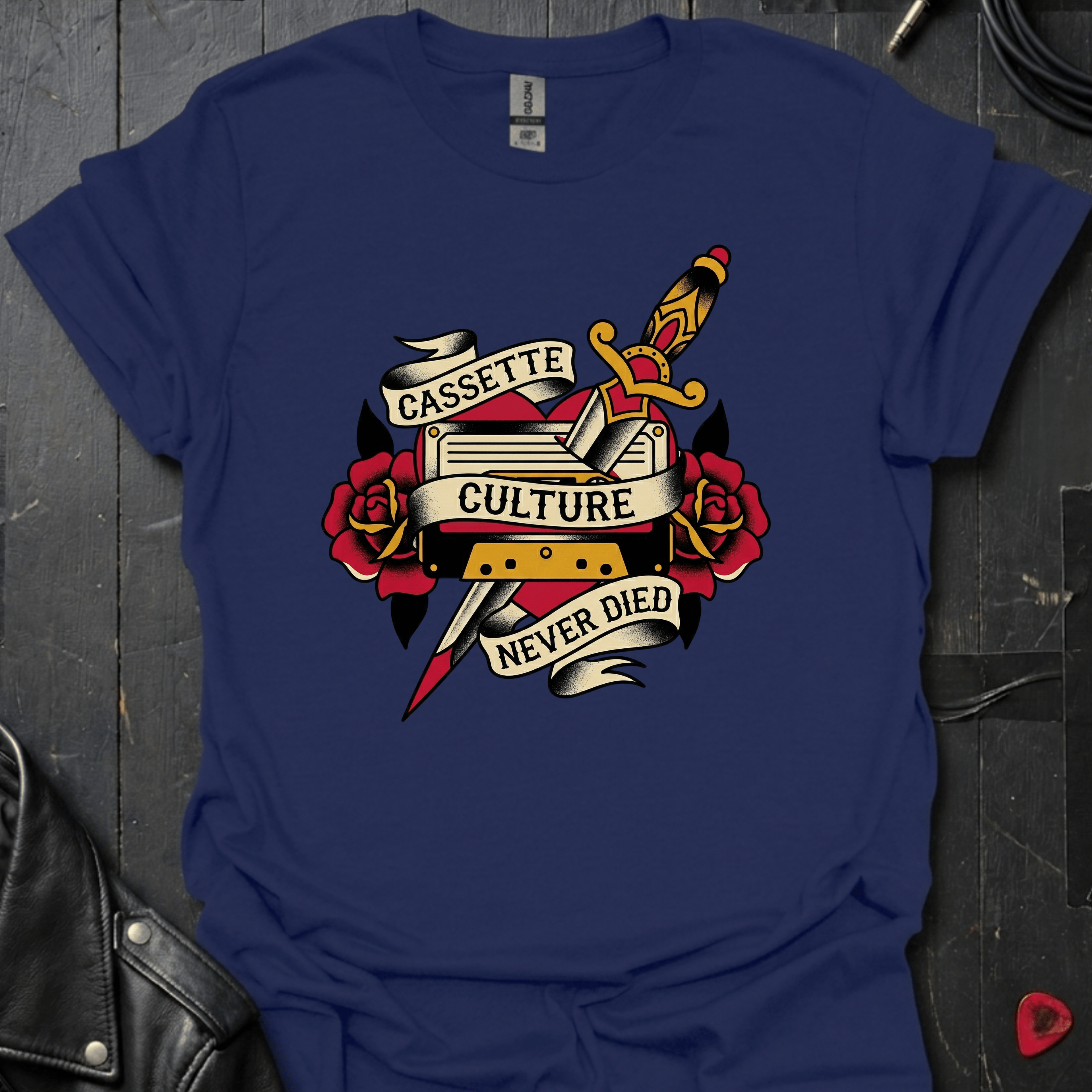 Cassette Culture Never Died T-Shirt - Navy - T-Shirt