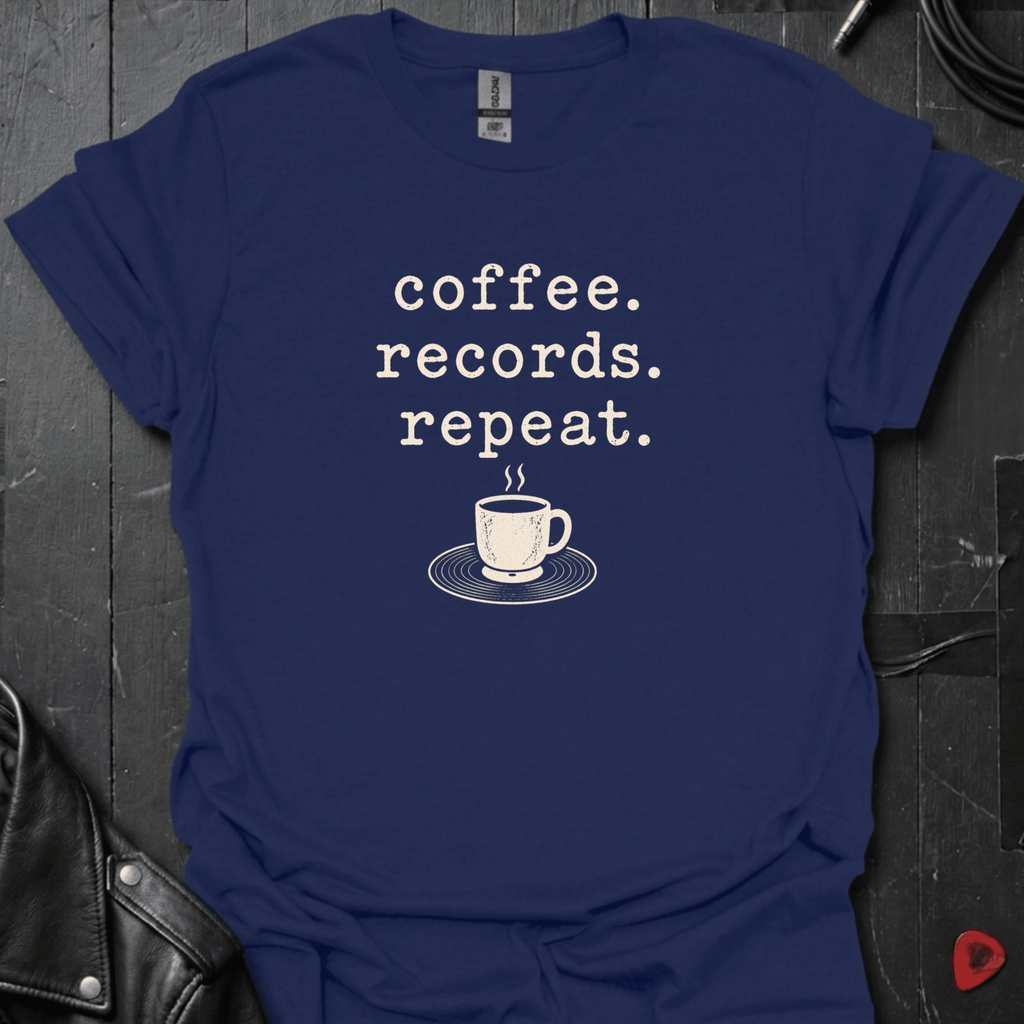 Coffee Records Repeat T-Shirt - Navy - T-Shirt