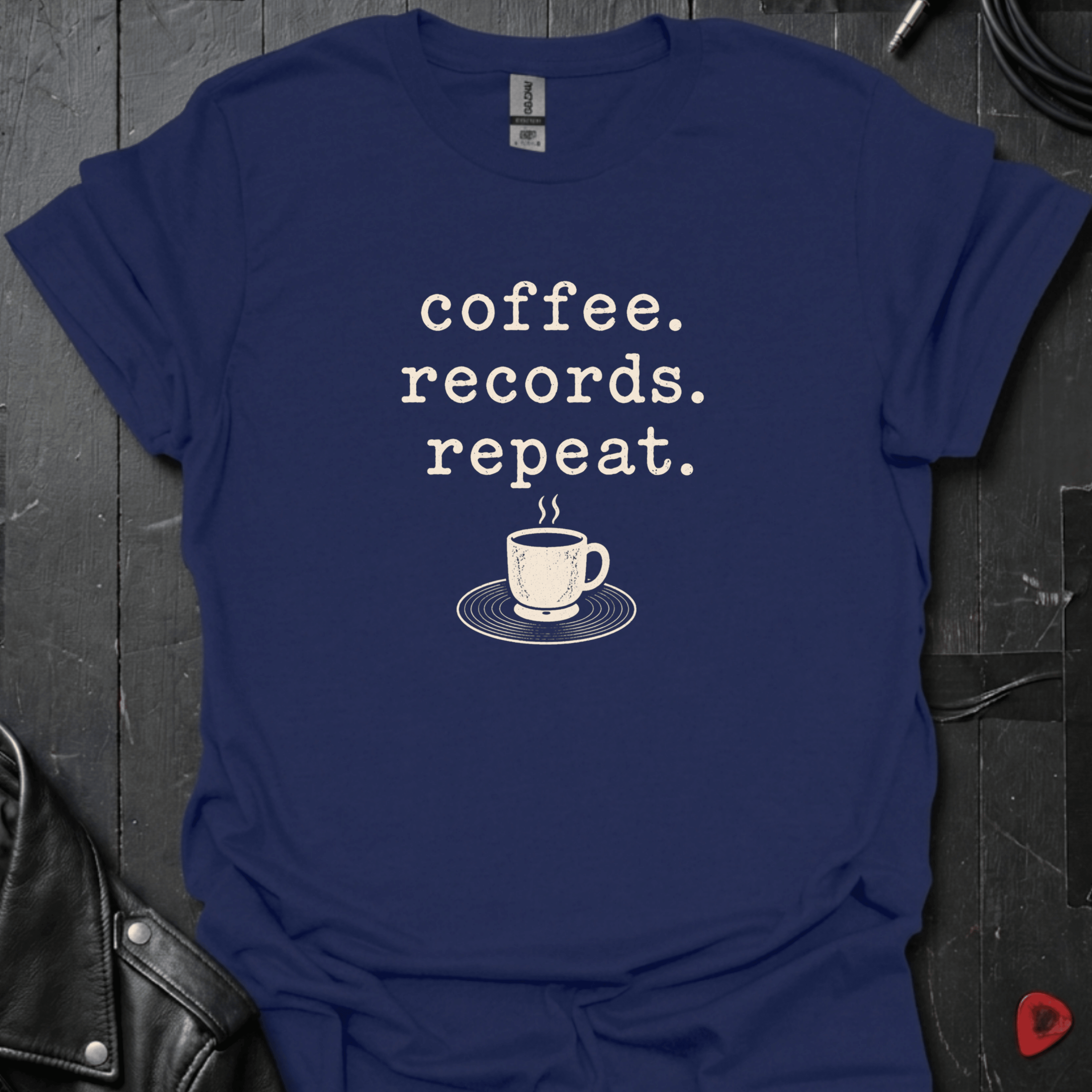 Coffee Records Repeat T-Shirt - Navy - T-Shirt