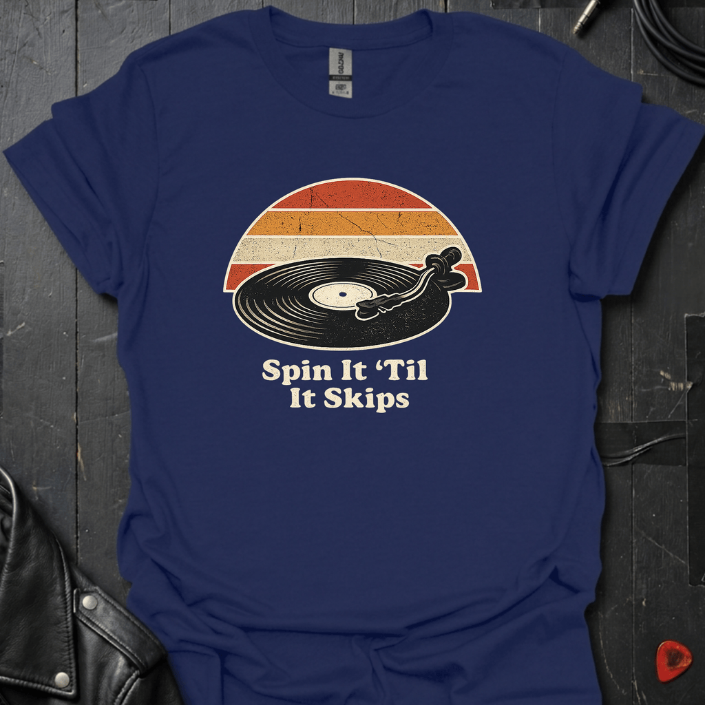 Spin It 'Til It Skips T-Shirt - Navy - T-Shirt
