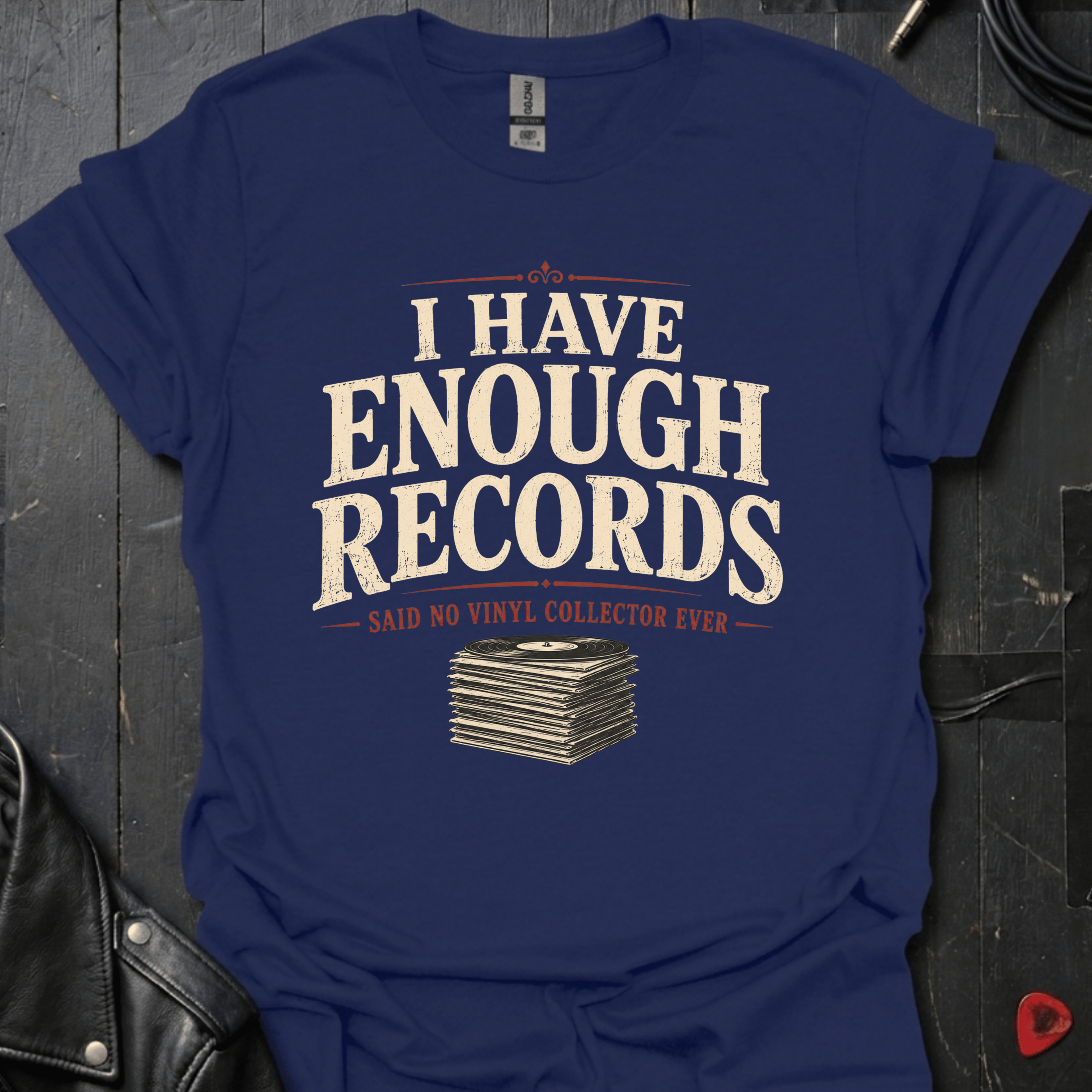 Vinyl Collector Humor T-Shirt - Navy - T-Shirt